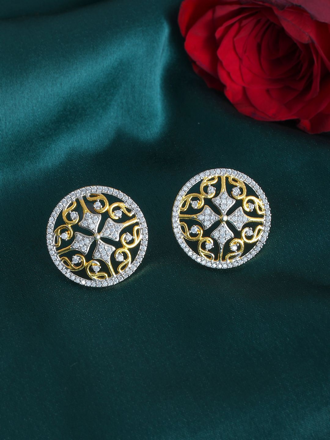 

Voylla Gold-Plated Paisley Shaped Cubic Zirconia Studs
