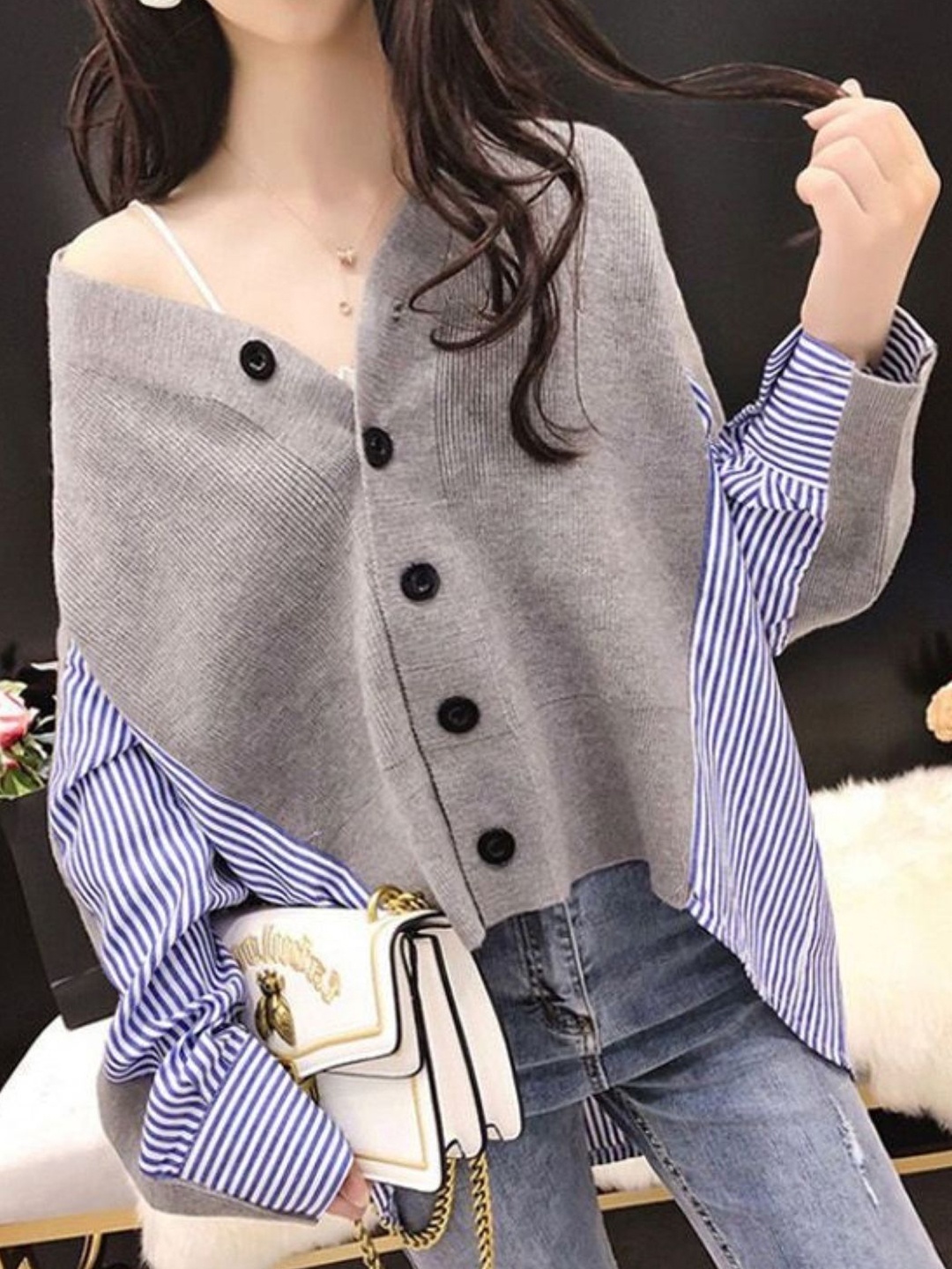 

StyleCast Women Striped Cardigan Sweaters, Grey
