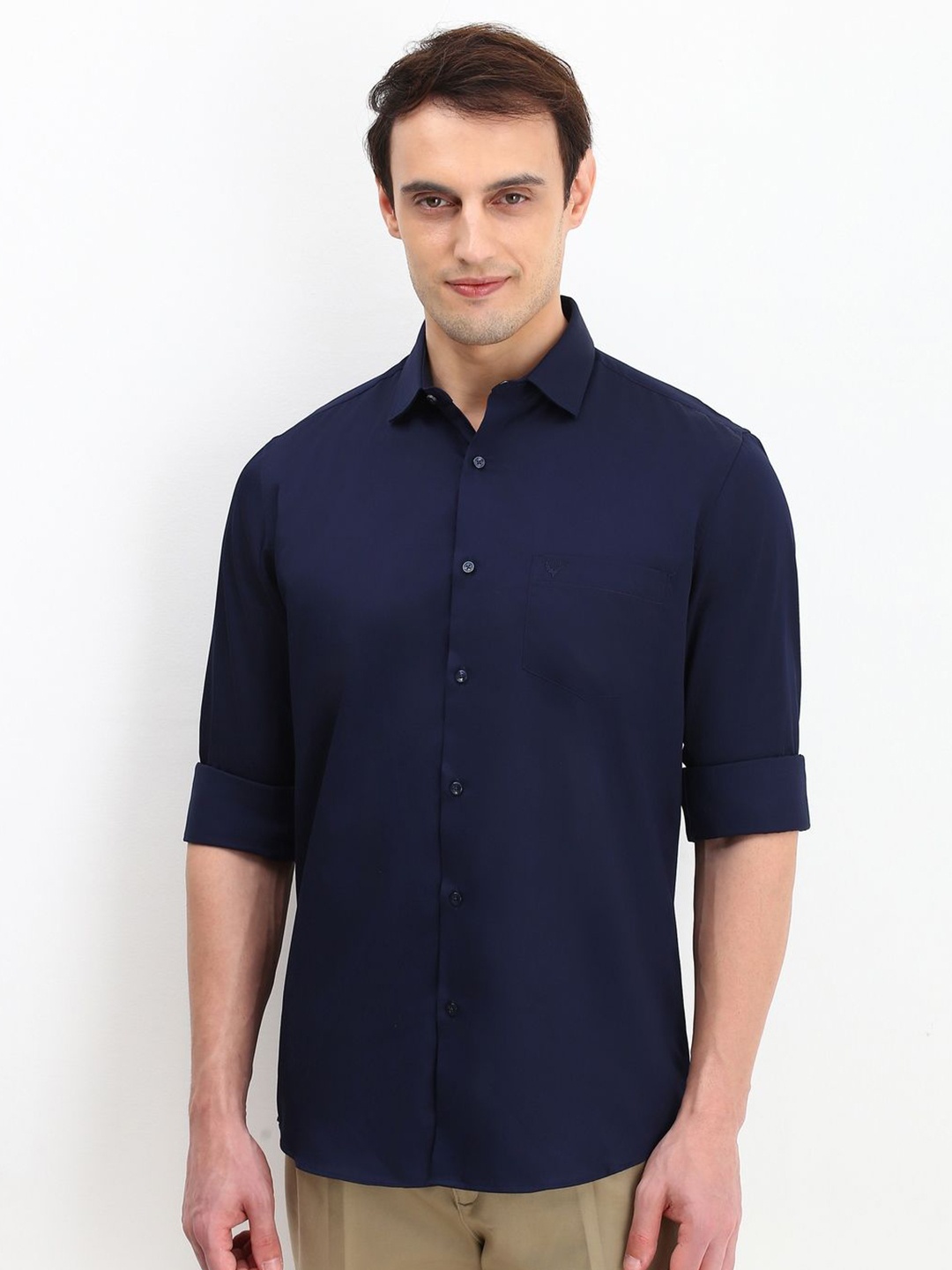 

Allen Solly Men Slim Fit Opaque Casual Shirt, Navy blue