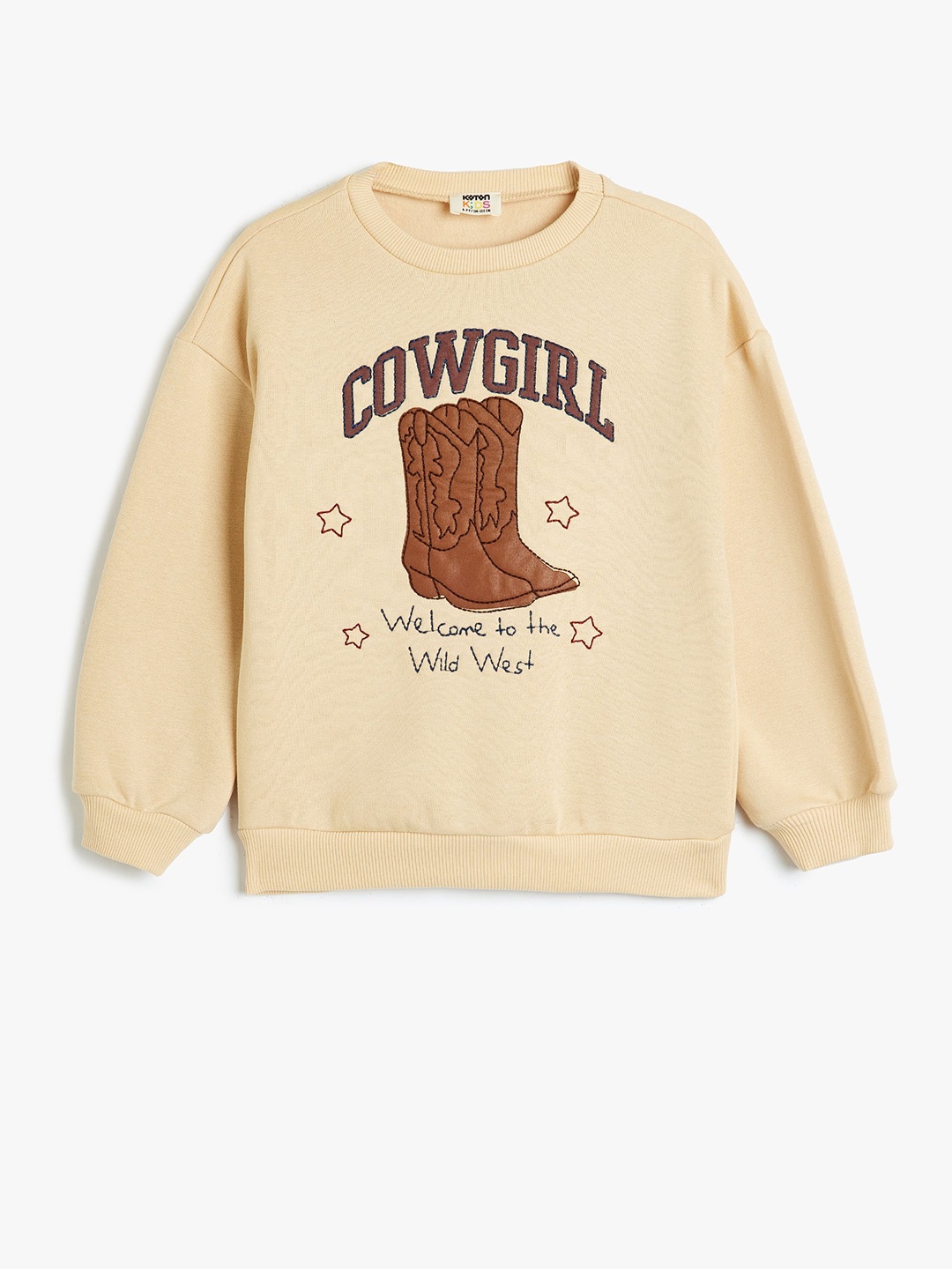 

Koton Girls Cotton Alphanumeric Printed Round Neck Long Sleeves Sweatshirt, Beige