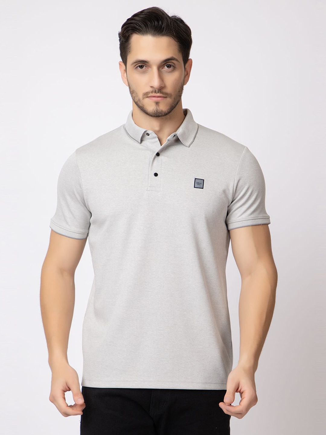 

ARIIX Men Solid Polo Collar Cotton T-shirt, Grey