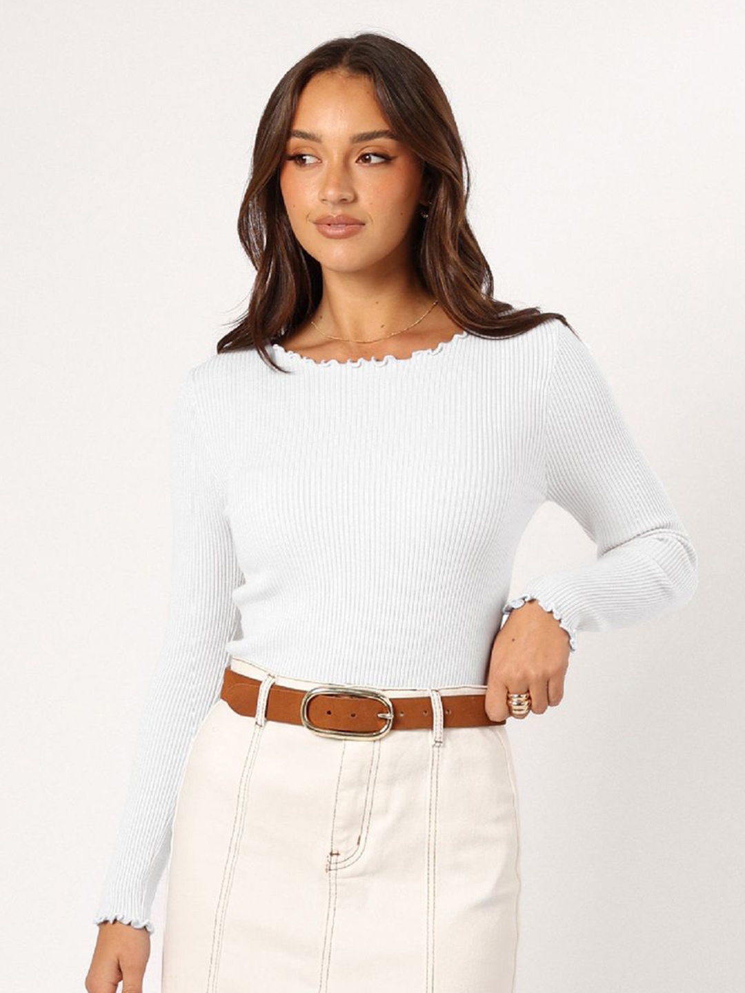 

StyleCast x Revolte Women Boat Neck Crop Top, White