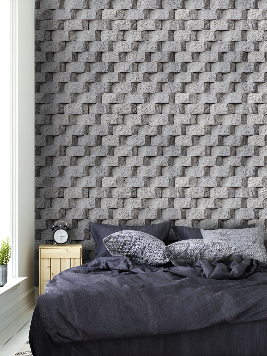 

Asian royal Grey Printed Waterproof Wallpaper