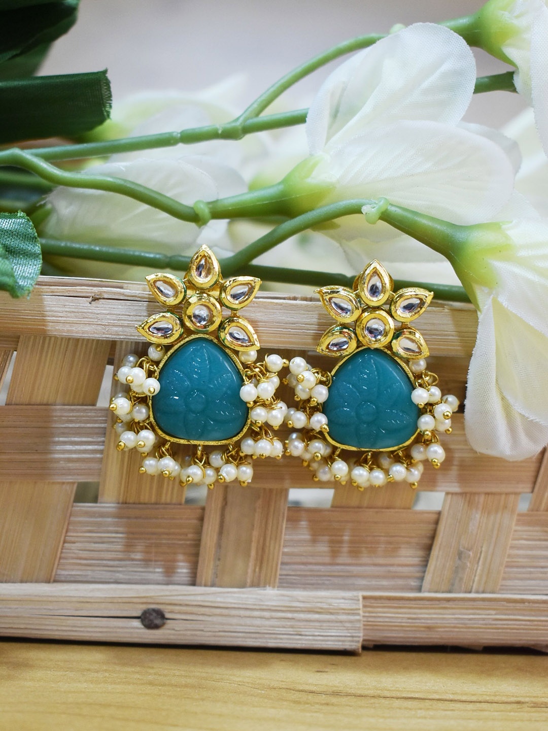 

TISHUL JEWELS Contemporary Drop Earrings, Turquoise blue