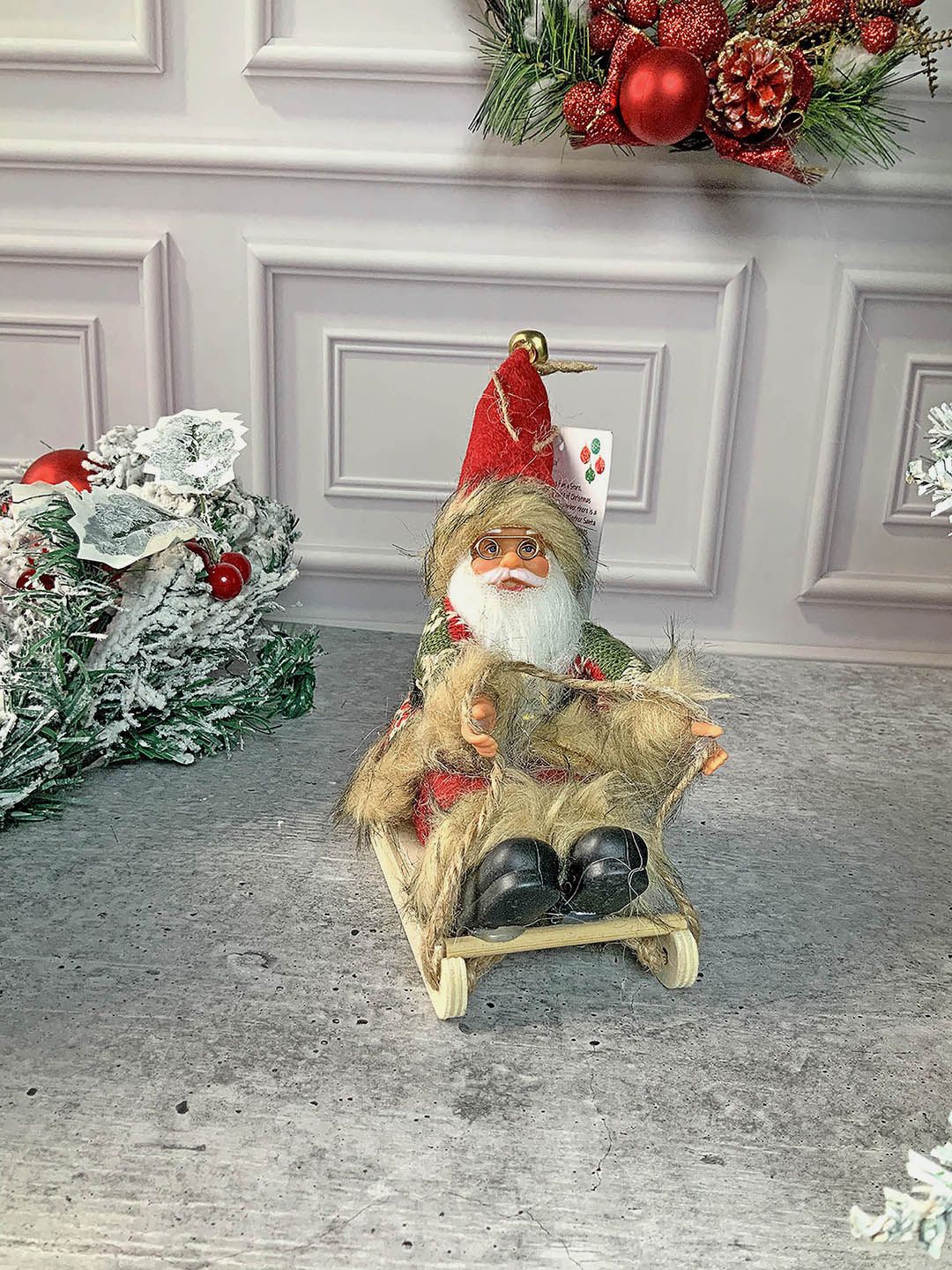 

Little Surprise Box LLP Unisex Kids Sitting Sledge Santa Christmas Decor, White