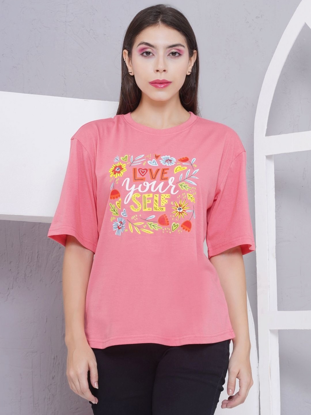 

PUELLA Women Printed T-shirt, Pink