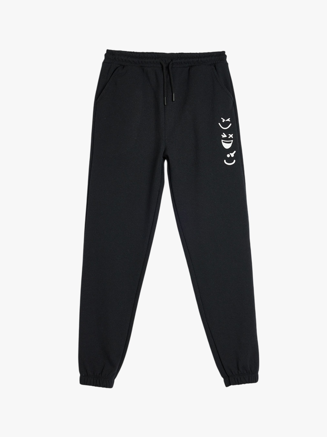 

Koton Boys Graphic Printed Mid-Rise Joggers Track Pants, Black