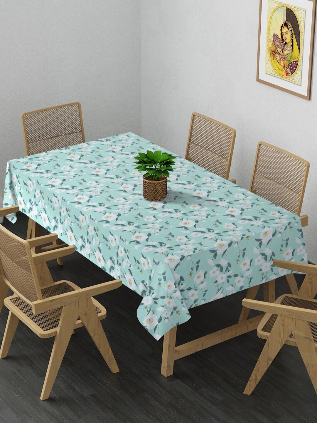 

Arrabi Green & White Floral Printed 8-Seater Table Cover