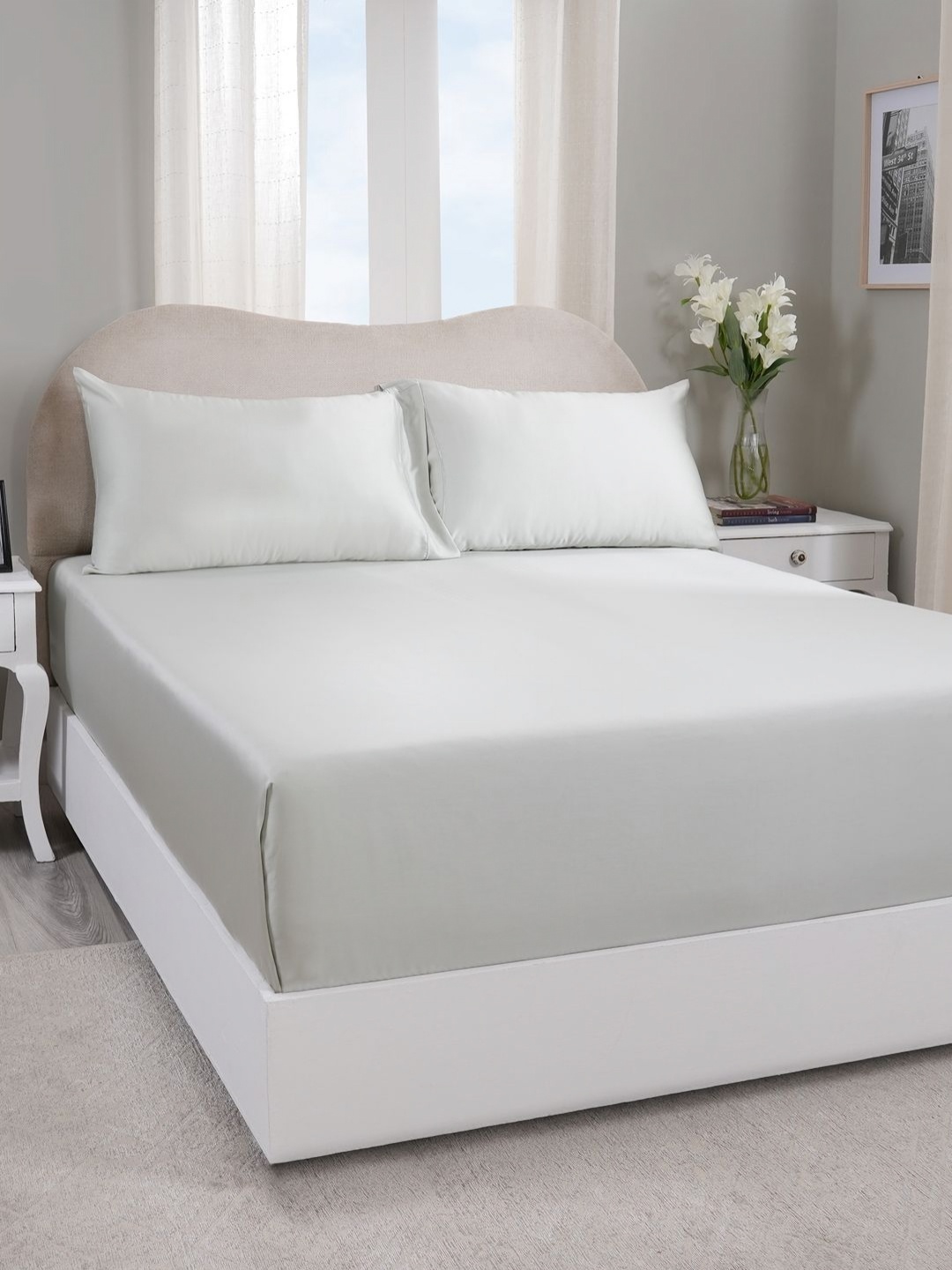 

MASPAR Green 300 TC Double King Bedsheet With 2 Pillow Covers 2.75 m x 2.75 m