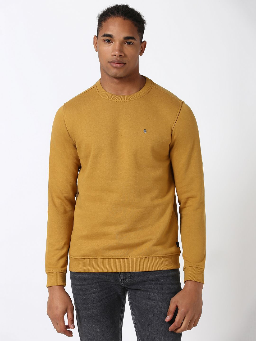

Peter England Casuals Men Round Neck Long Sleeves Sweatshirt, Yellow