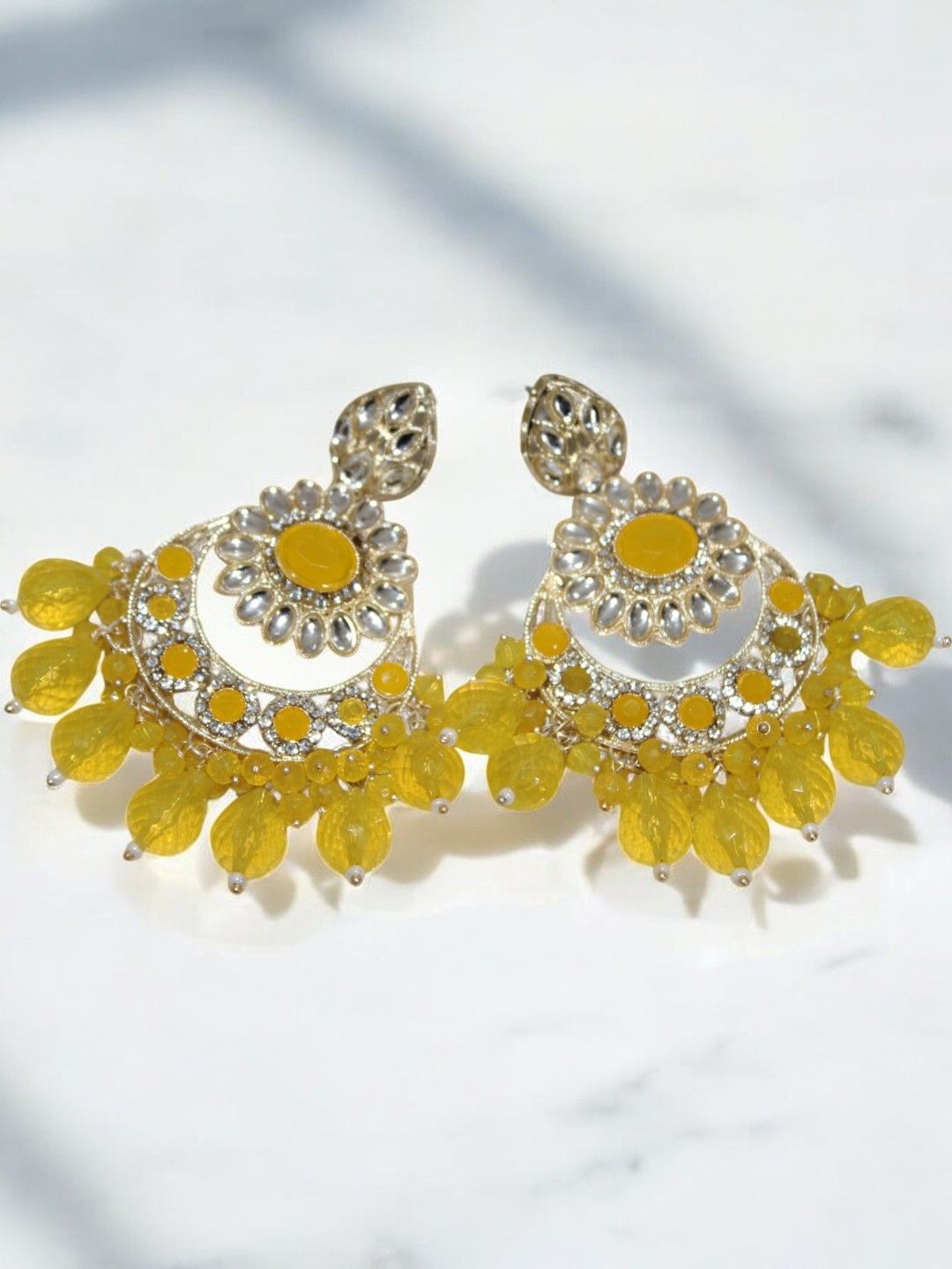 

Jolly Faces Contemporary Chandbalis Earrings, Yellow