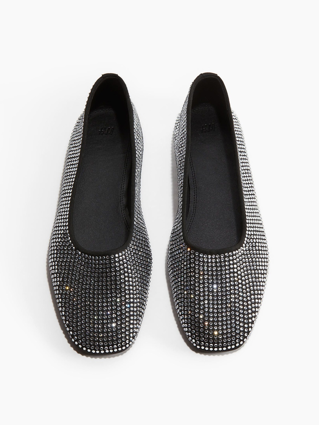 

H&M Women Rhinestone-Embellished Ballet Pumps, Black