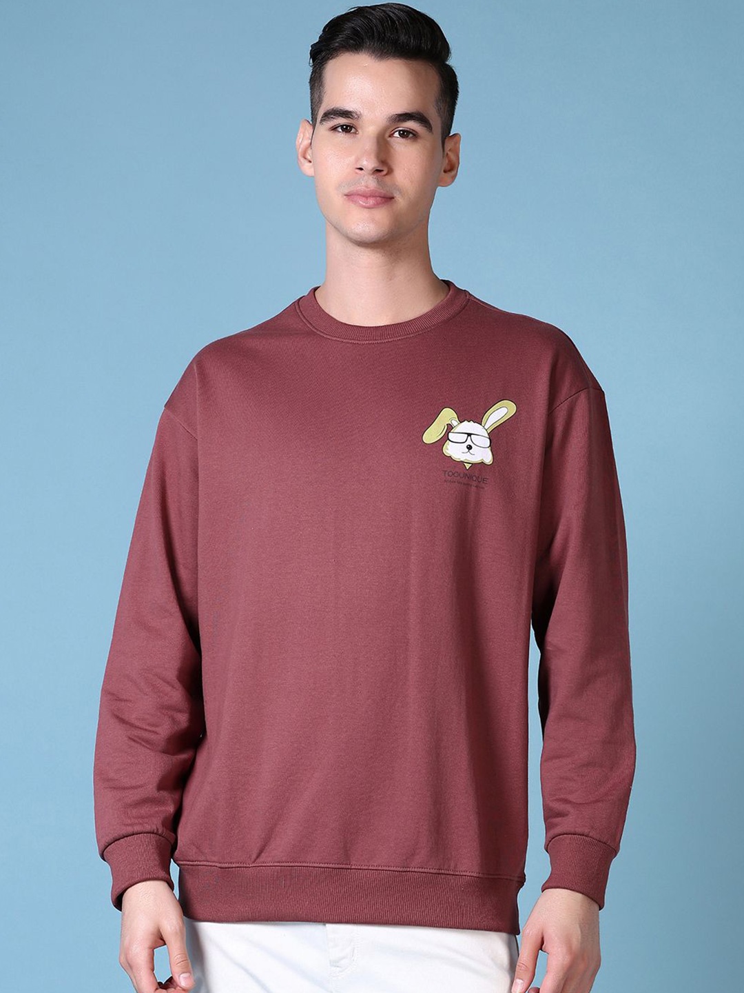 

V-Mart Men Printed Round Neck Pullover Sweatshirt, Maroon