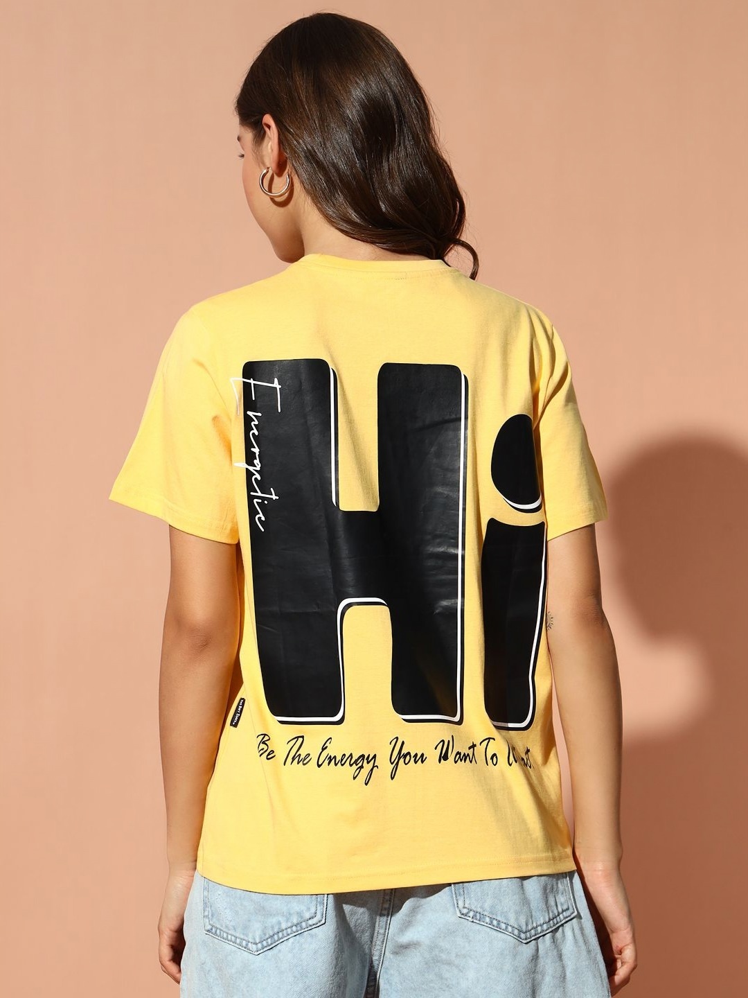 

The Dry State Women Typography Printed Raw Edge T-shirt, Yellow