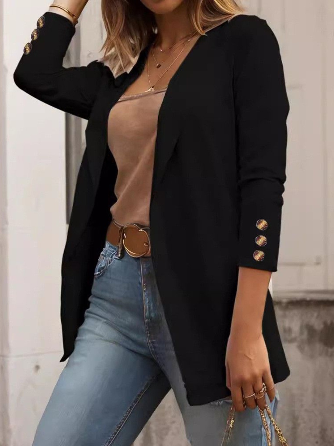 

StyleCast Women Open Front Jacket, Black