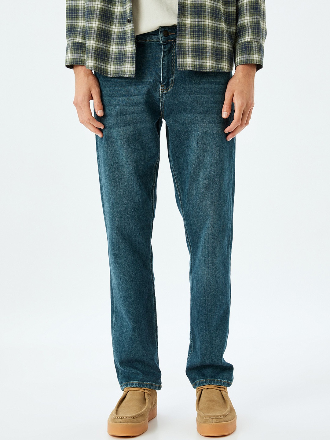 

Koton Men Mid-Rise Straight Fit Chinos Trousers, Blue