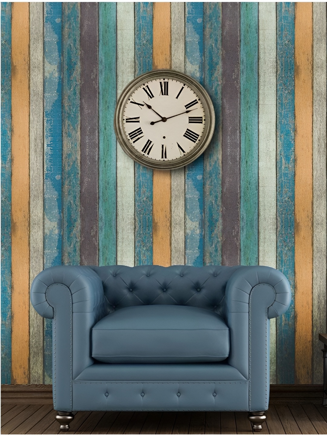 

Asian royal Blue & Beige Striped Waterproof Wallpaper