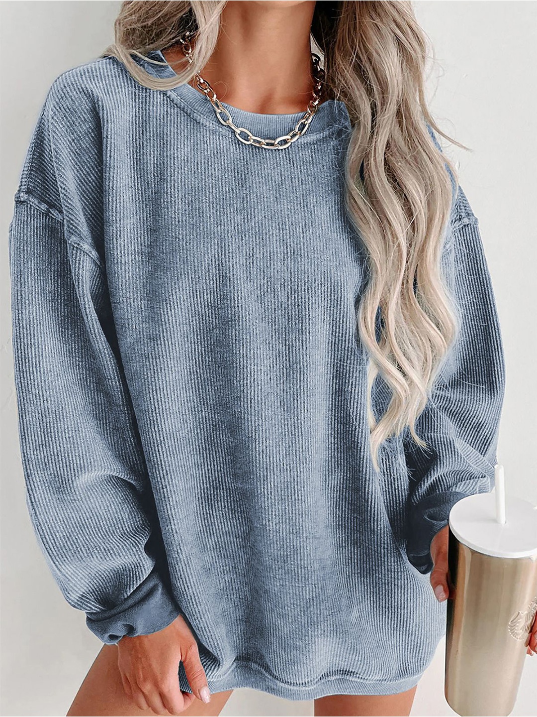 

StyleCast x Revolte Women Round Neck Sweatshirt, Blue