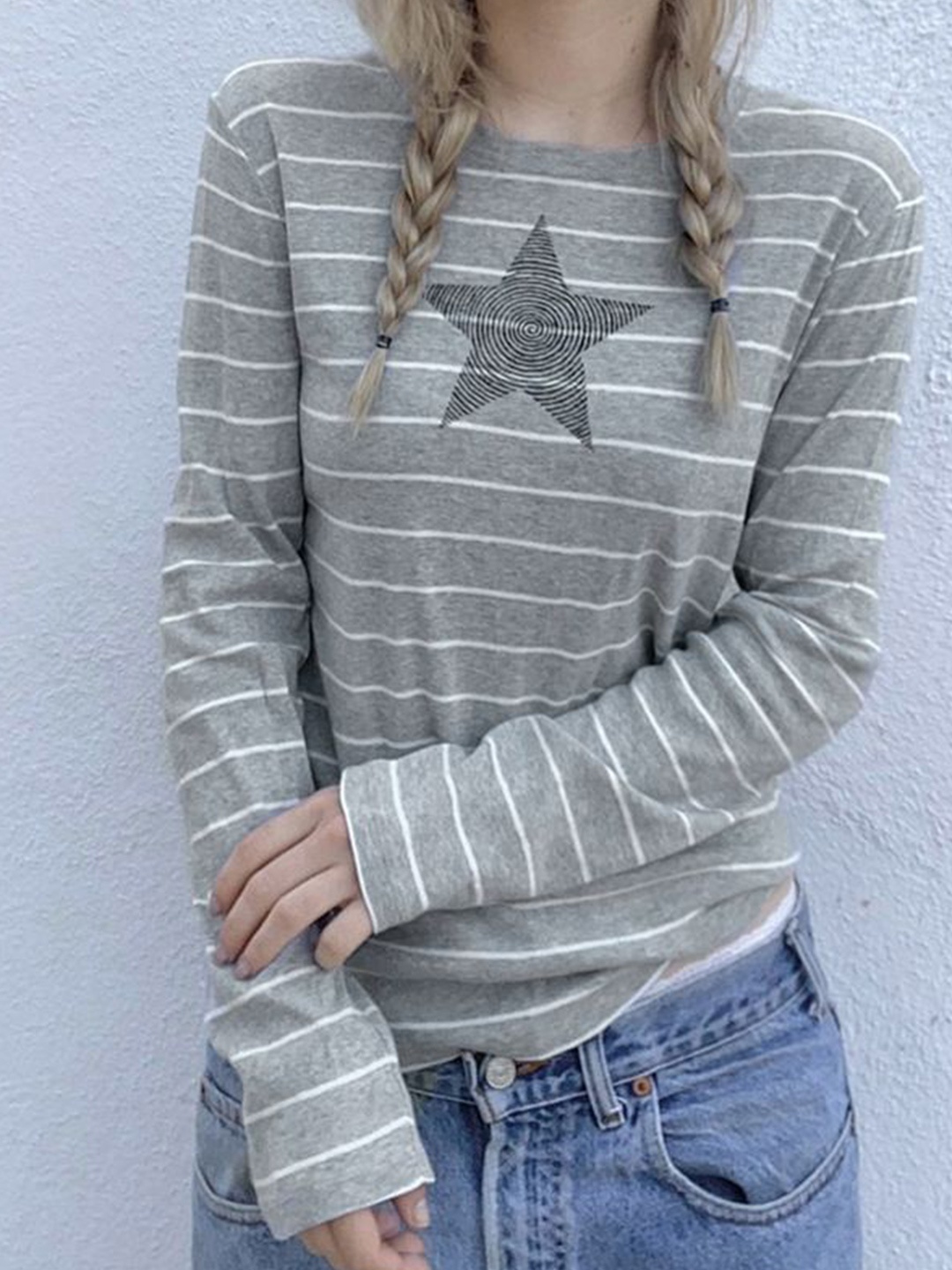 

StyleCast x Revolte Women Striped Top, Grey