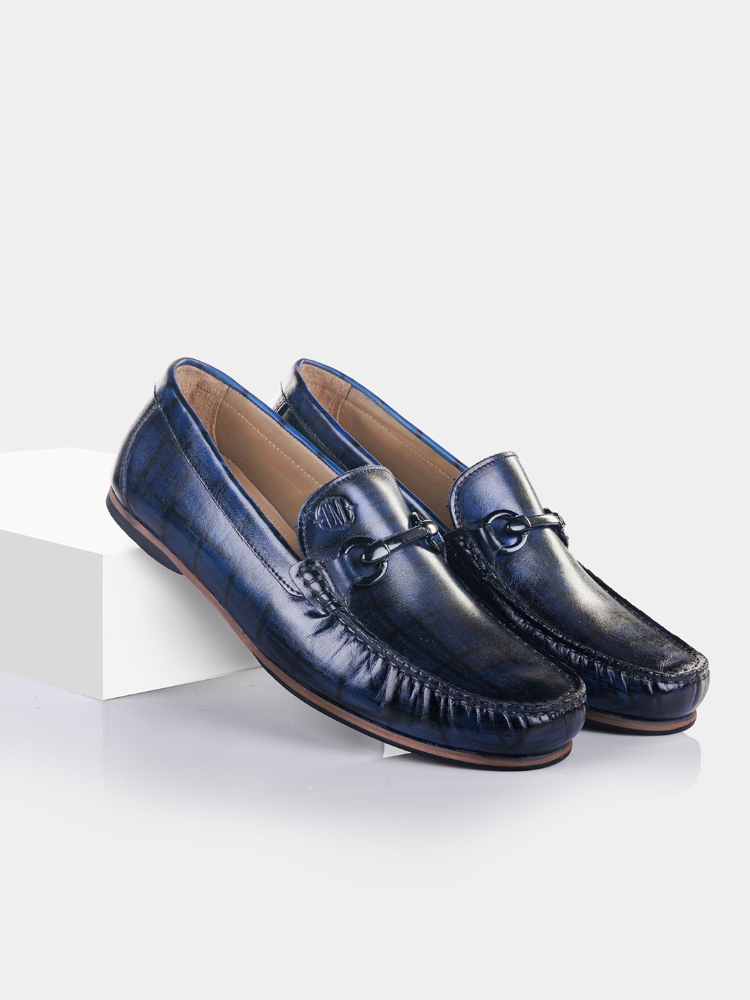 

LA MARCA Men Printed Leather Derbys, Blue