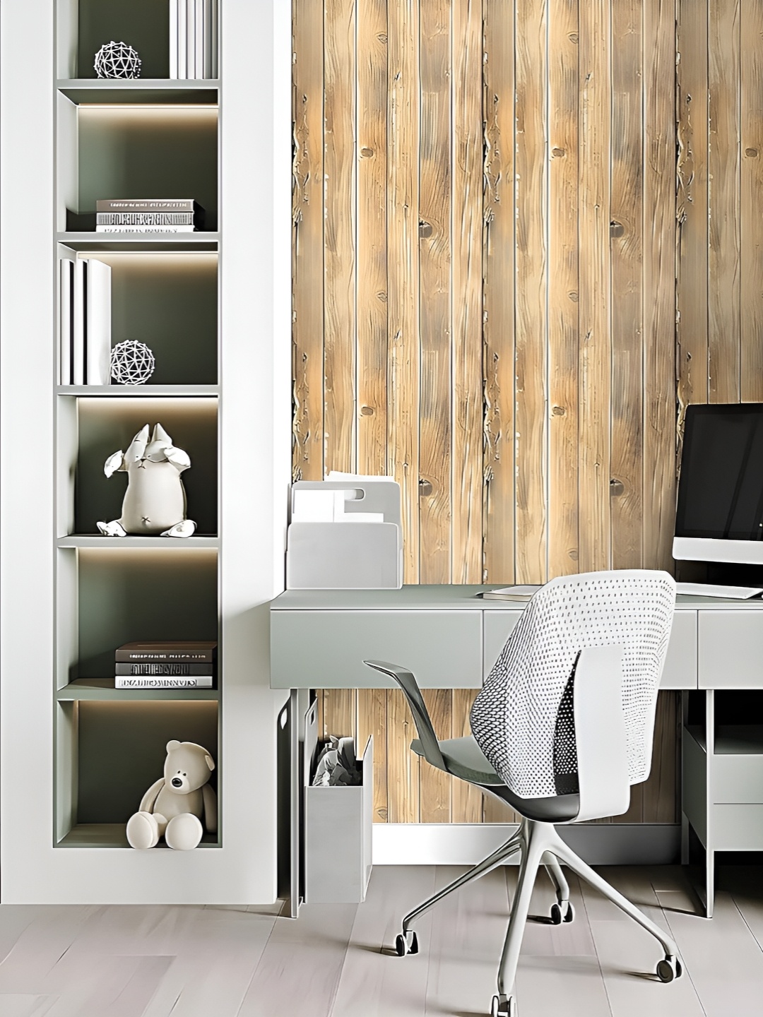 

Asian royal Beige & Grey Printed Self-Adhesive Wallpaper