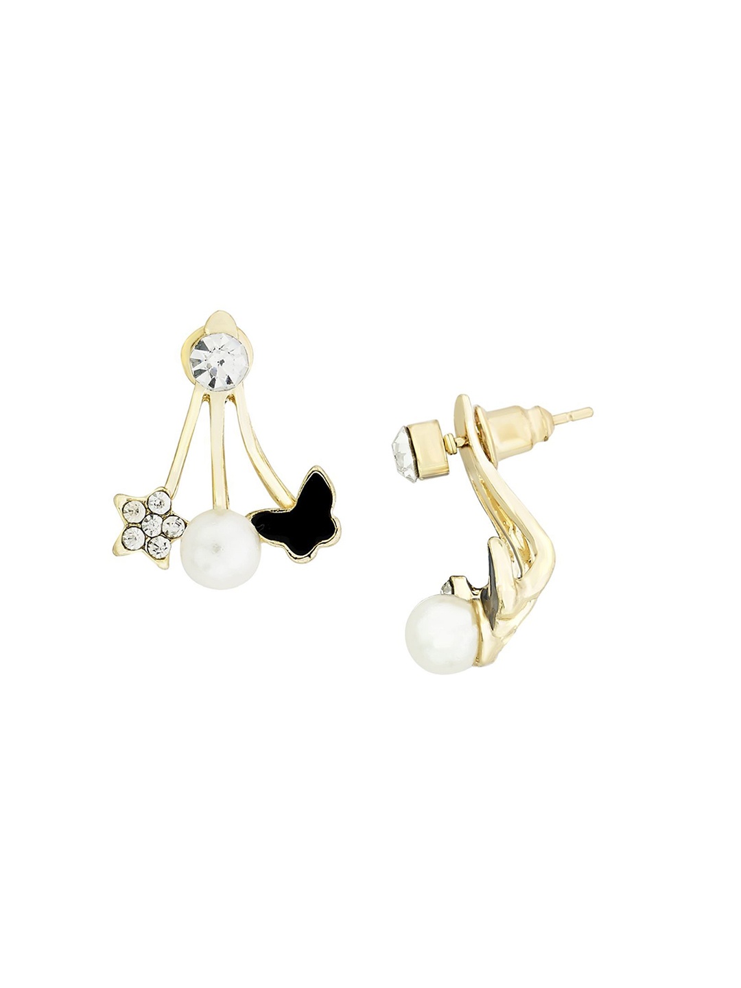 

ZIVOM Gold Plated Cubic Zirconia Studded Contemporary Ear Cuff Earrings