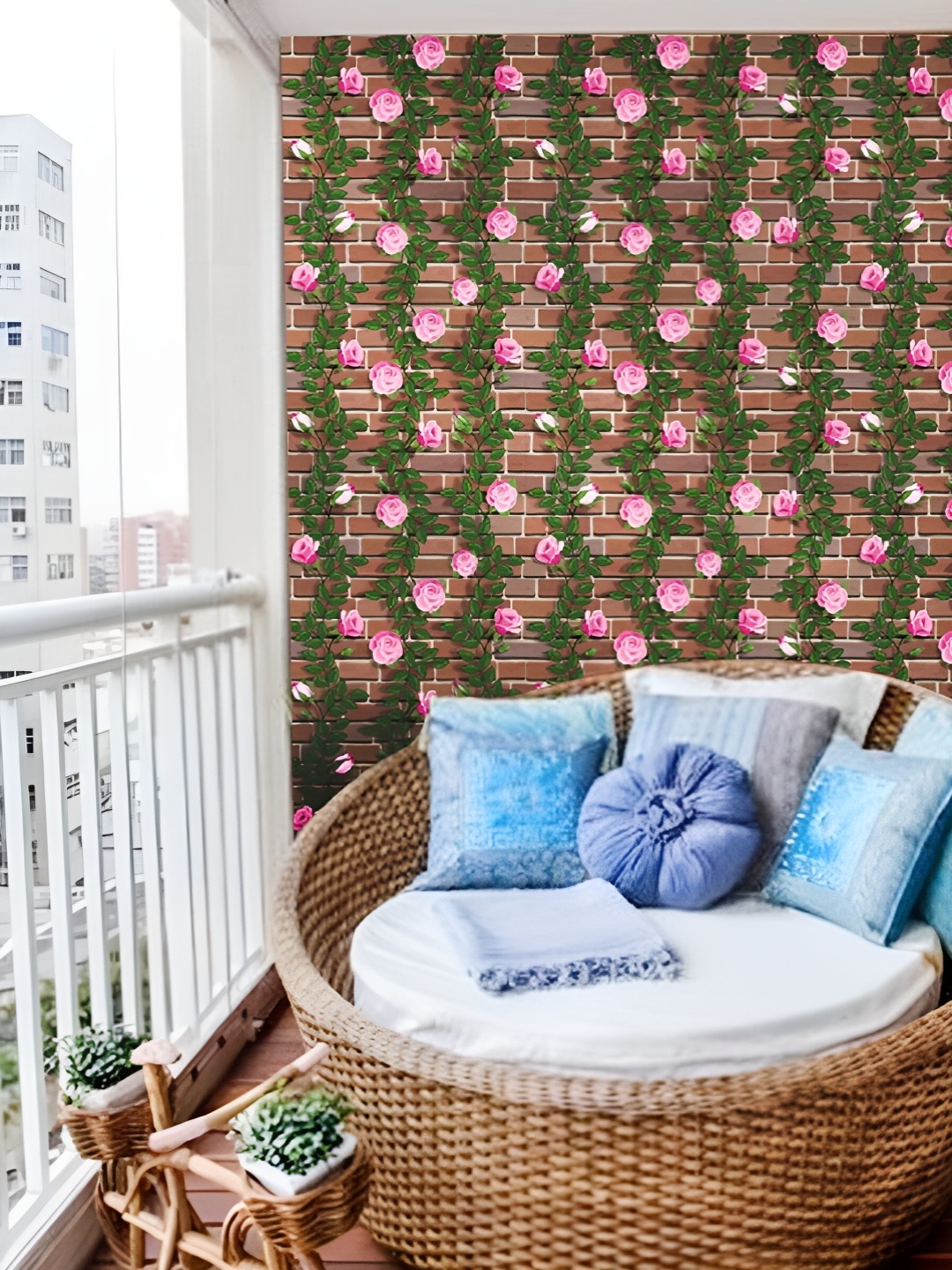 

Asian royal Green & Pink Floral Printed Waterproof Wallpaper