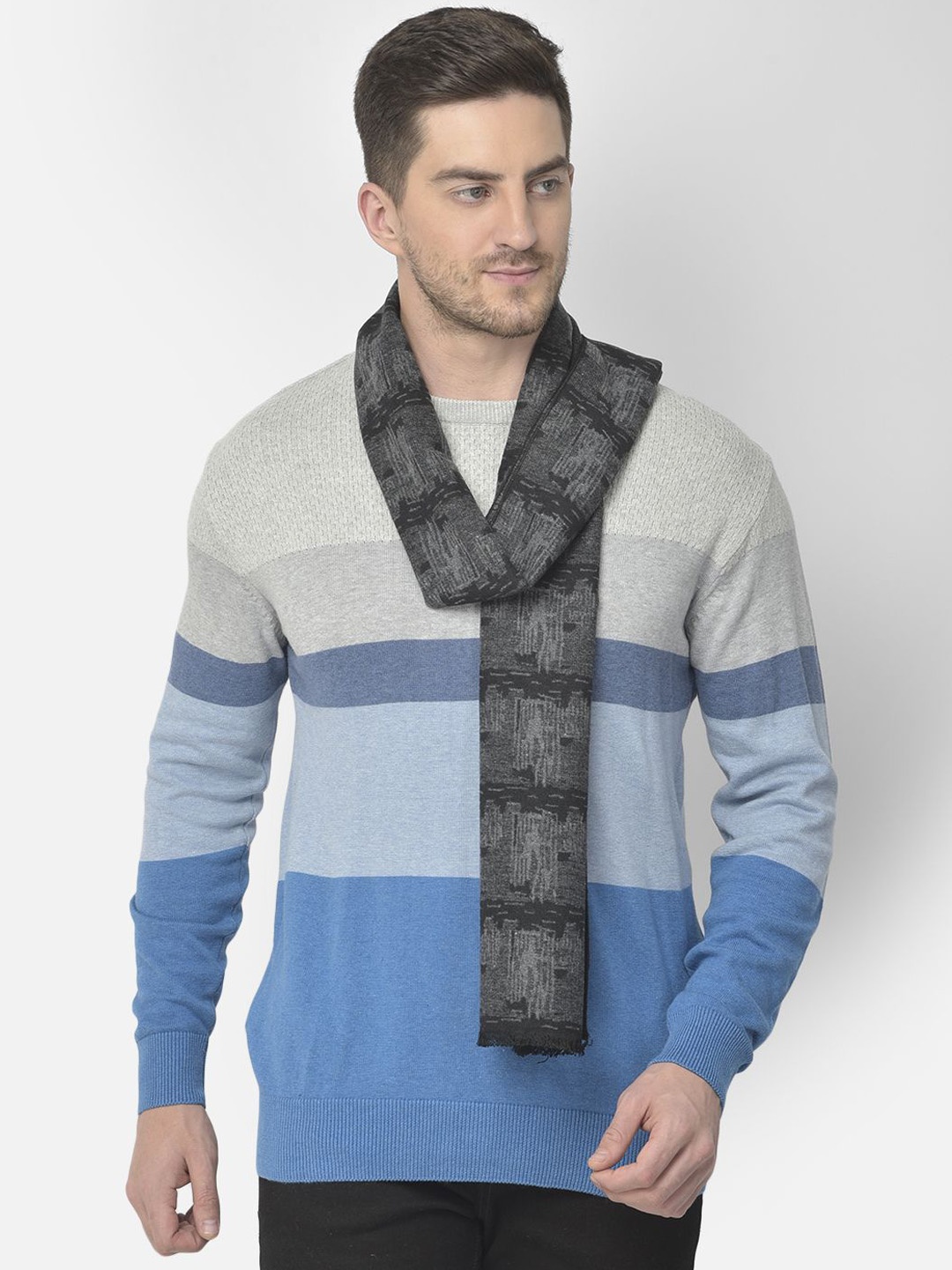 

Cazzano Men Patterned Acrylic Mufflers, Grey