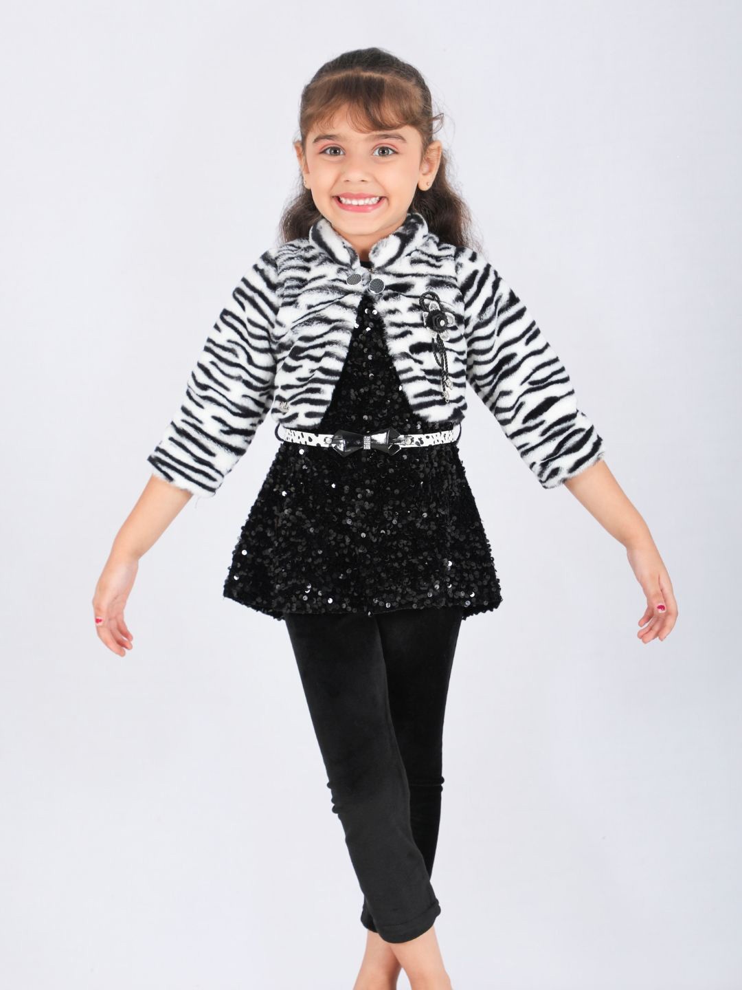 

Little Dolly Girls Embellished Dress Comes with a belt, Black