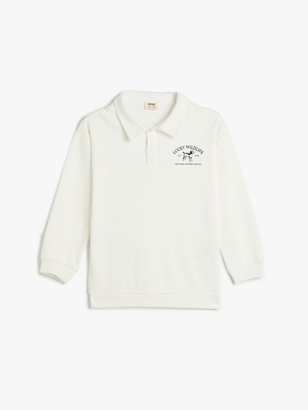 

Koton Boys Cotton Shirt Collar Long Sleeves Pullover Sweatshirt, Off white