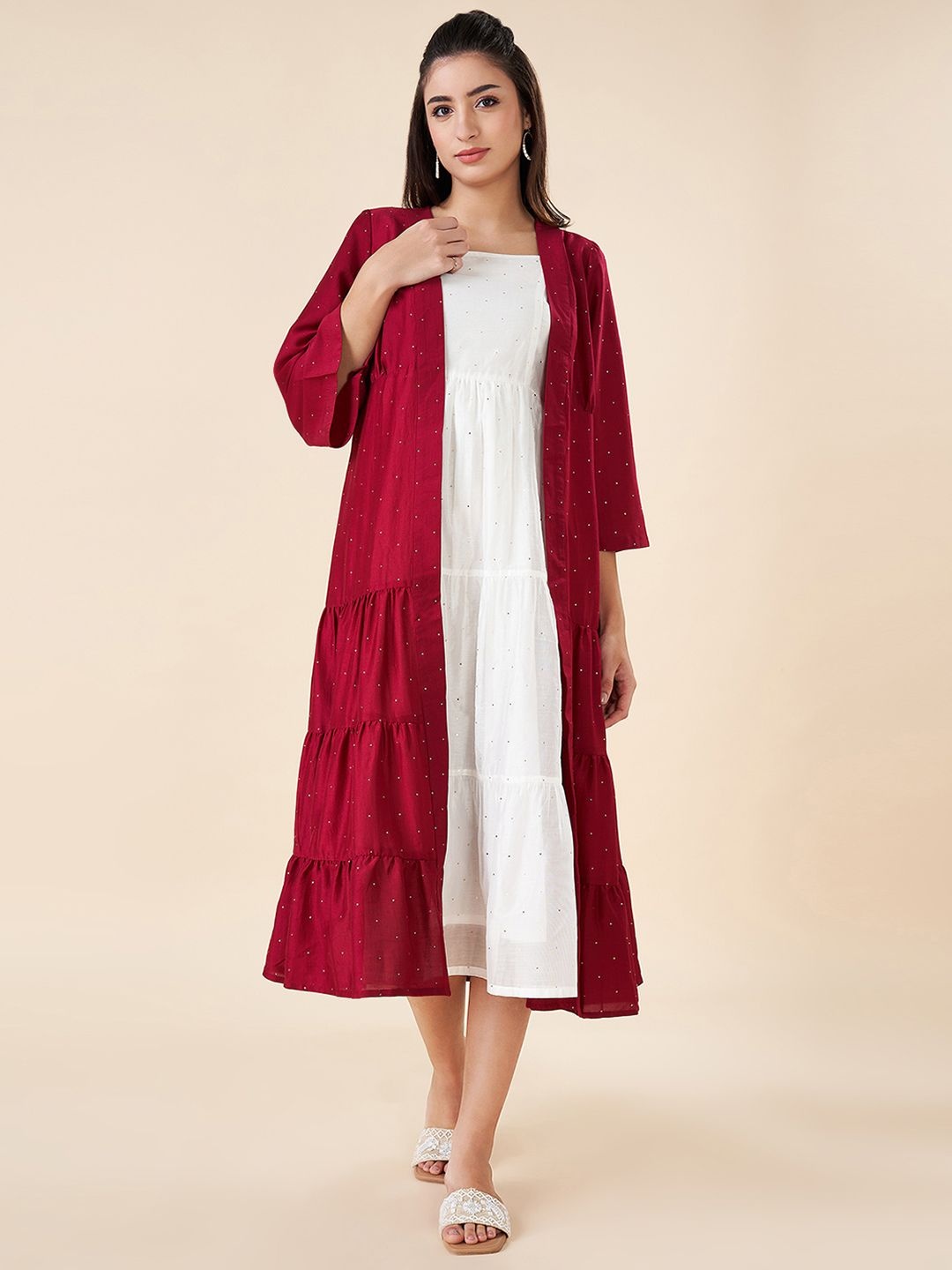 

AKKRITI BY PANTALOONS A-Line Midi Dress, Maroon