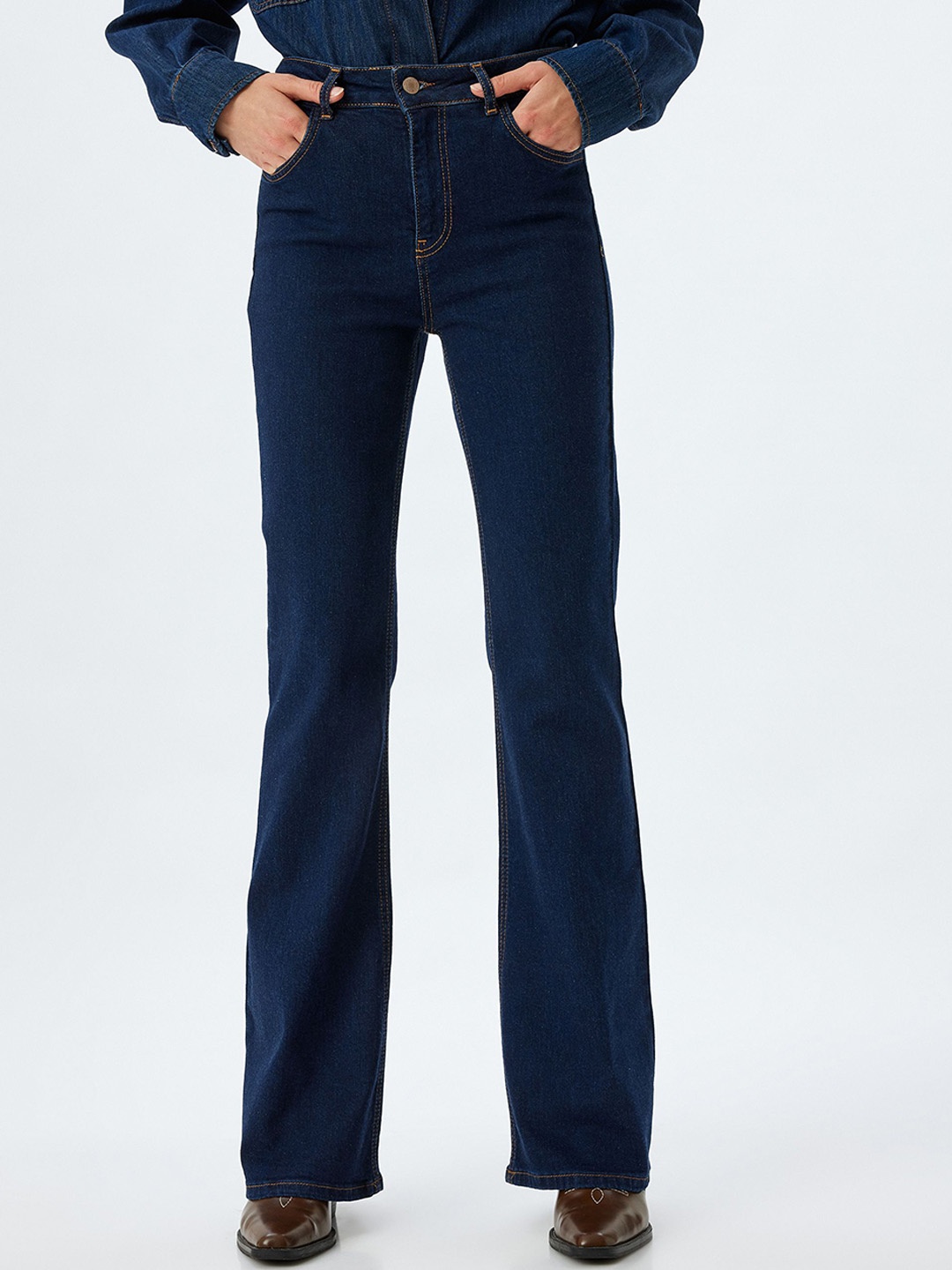 

Koton Women High-Rise Trousers, Blue