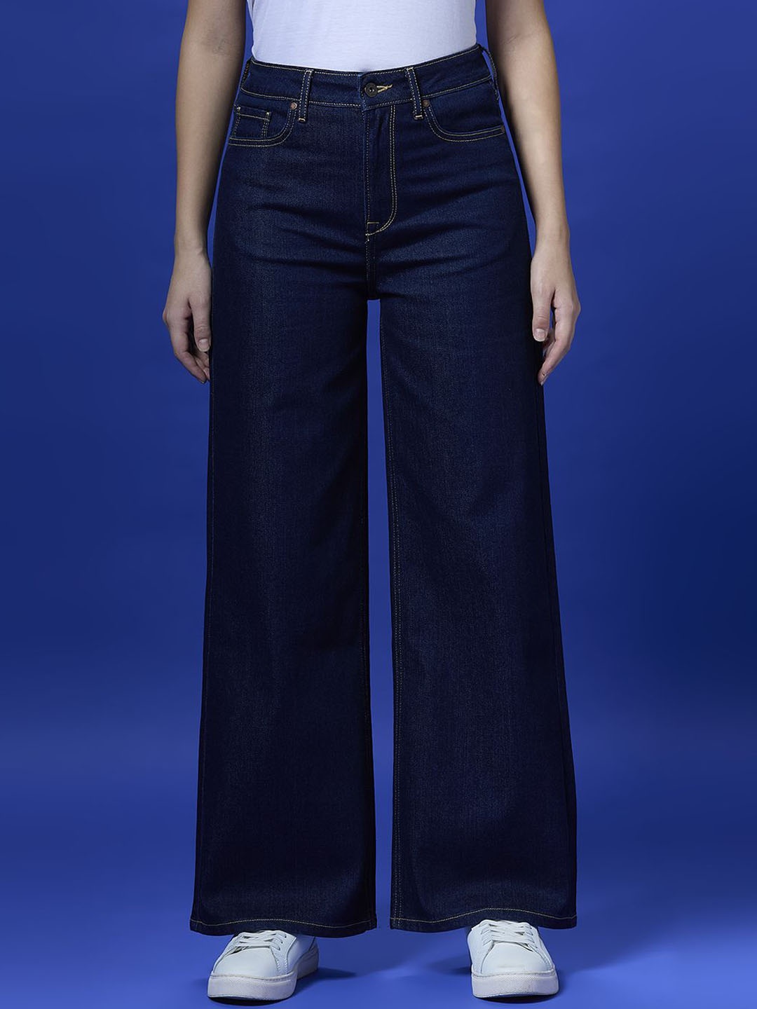 

Pepe Jeans Women Wide Leg High-Rise Cotton Jeans, Blue