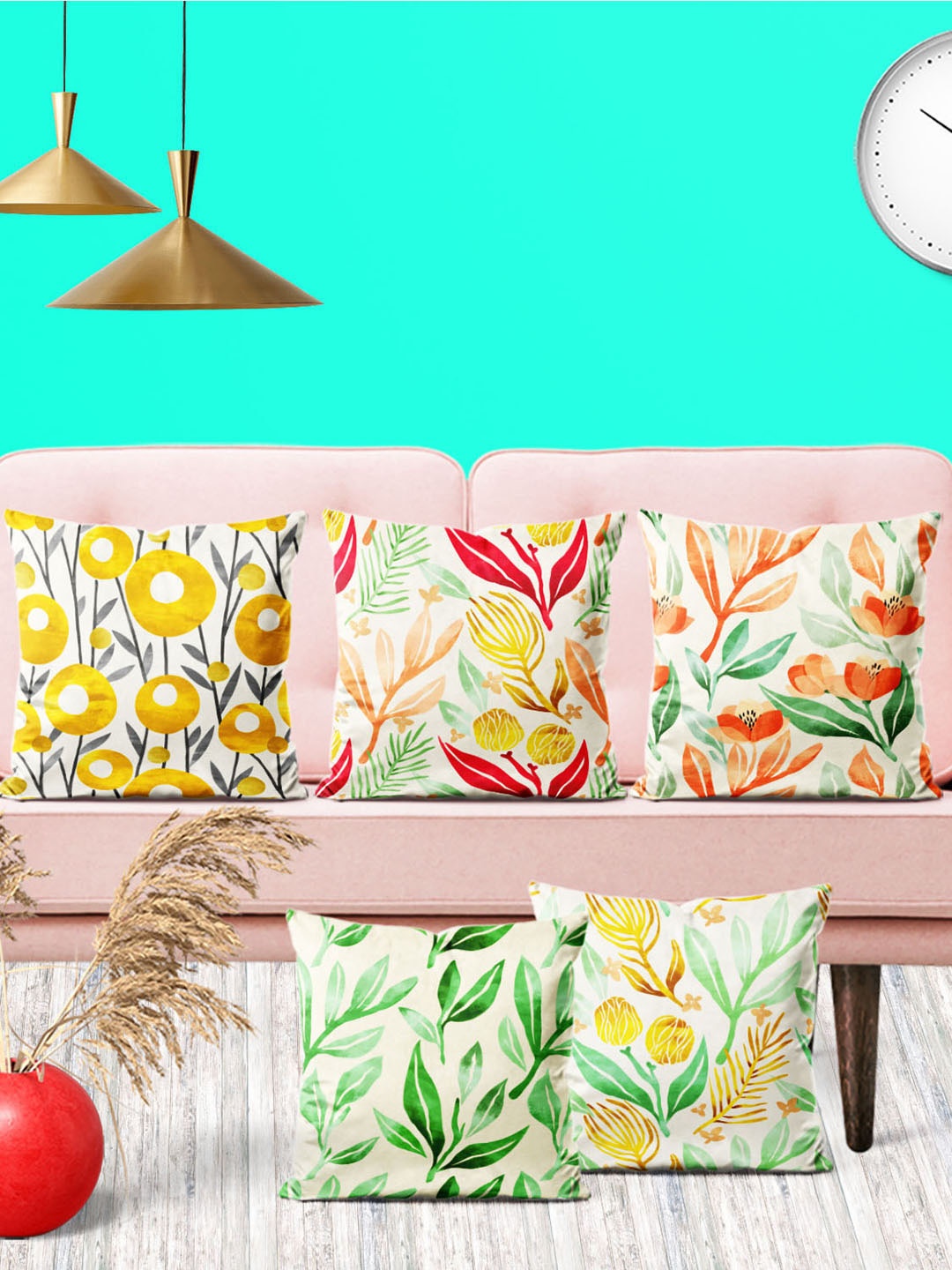 

ArtzFolio Multicoloured Set of 5 Square Cushion Covers, Multi
