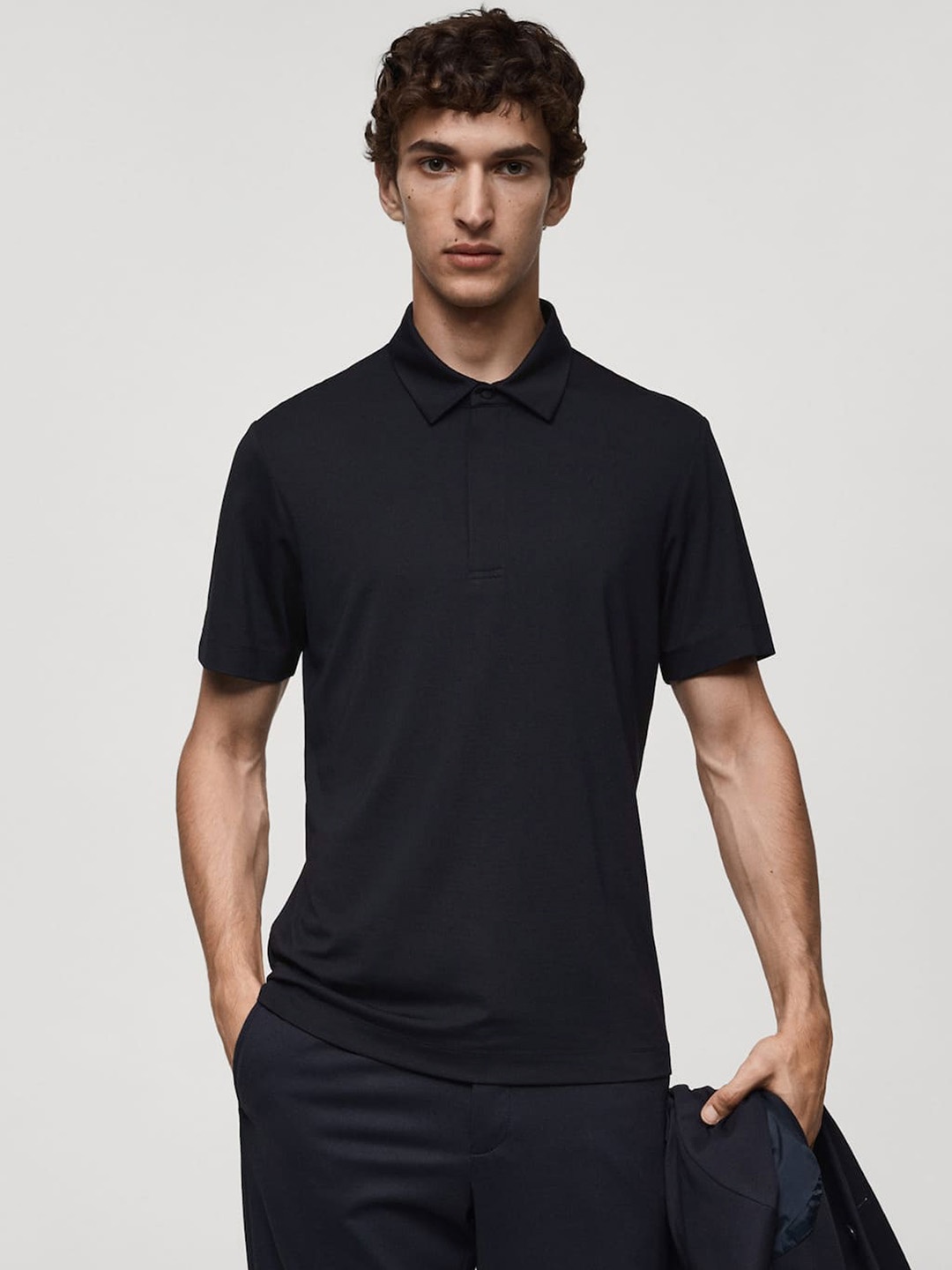 

MANGO MAN Performance Polo Collar T-shirt, Navy blue