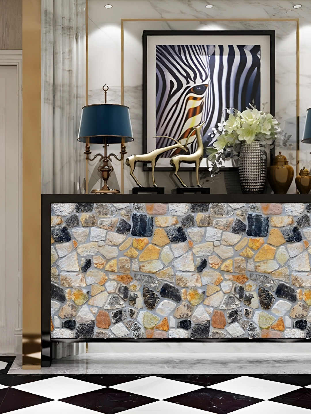 

Asian royal Grey & Yellow Abstract Printed Waterproof Wallpaper