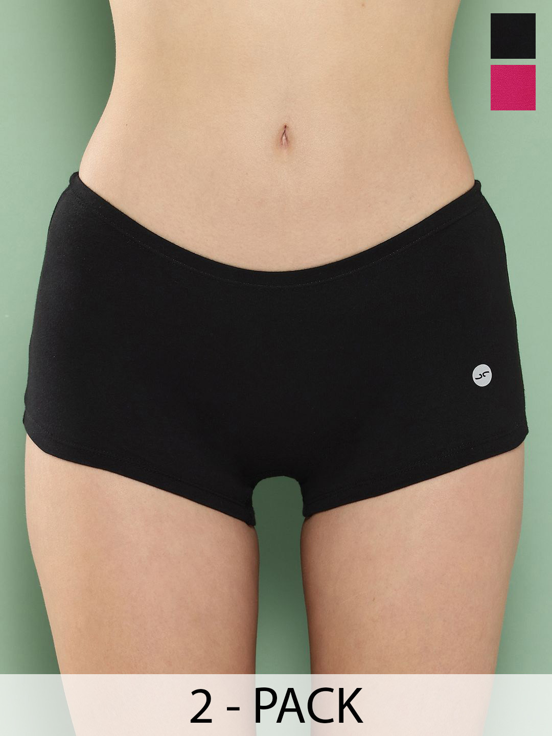 

Leading Lady Women Pack Of 2 Mid-Rise Boy Shorts Briefs, Black