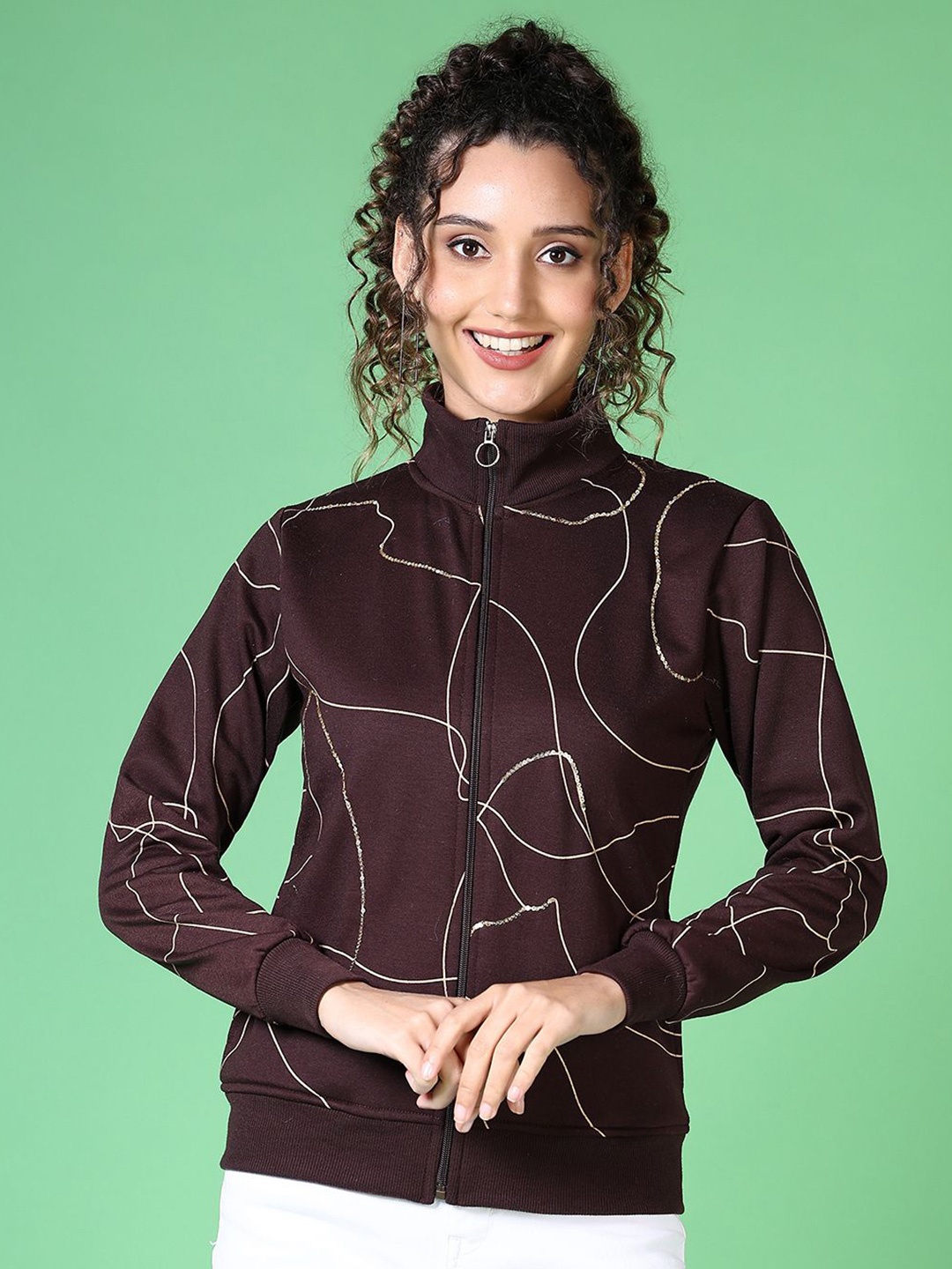 

V-Mart Women Printed Sweatshirt, Brown