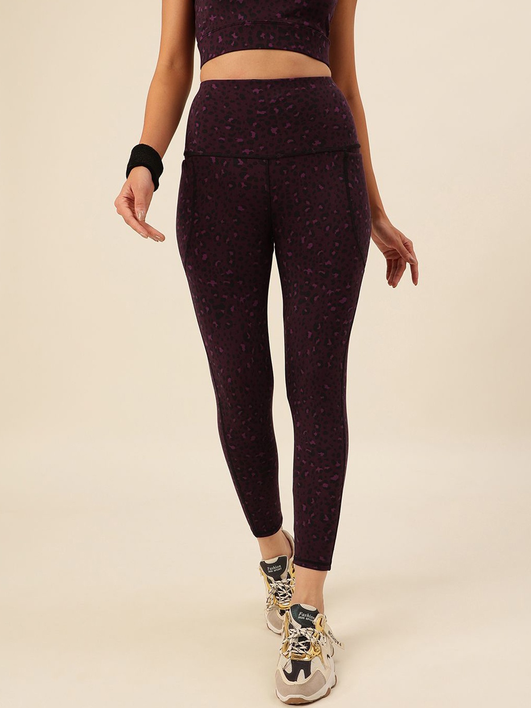 

CUKOO Women Printed Tights, Mauve