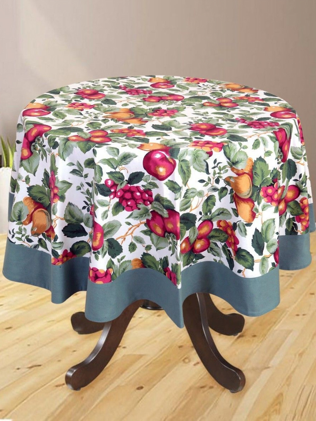 

BILBERRY Furnishing by preeti grover White Set of 4 Floral Cotton Round 4-Seater Table Cover