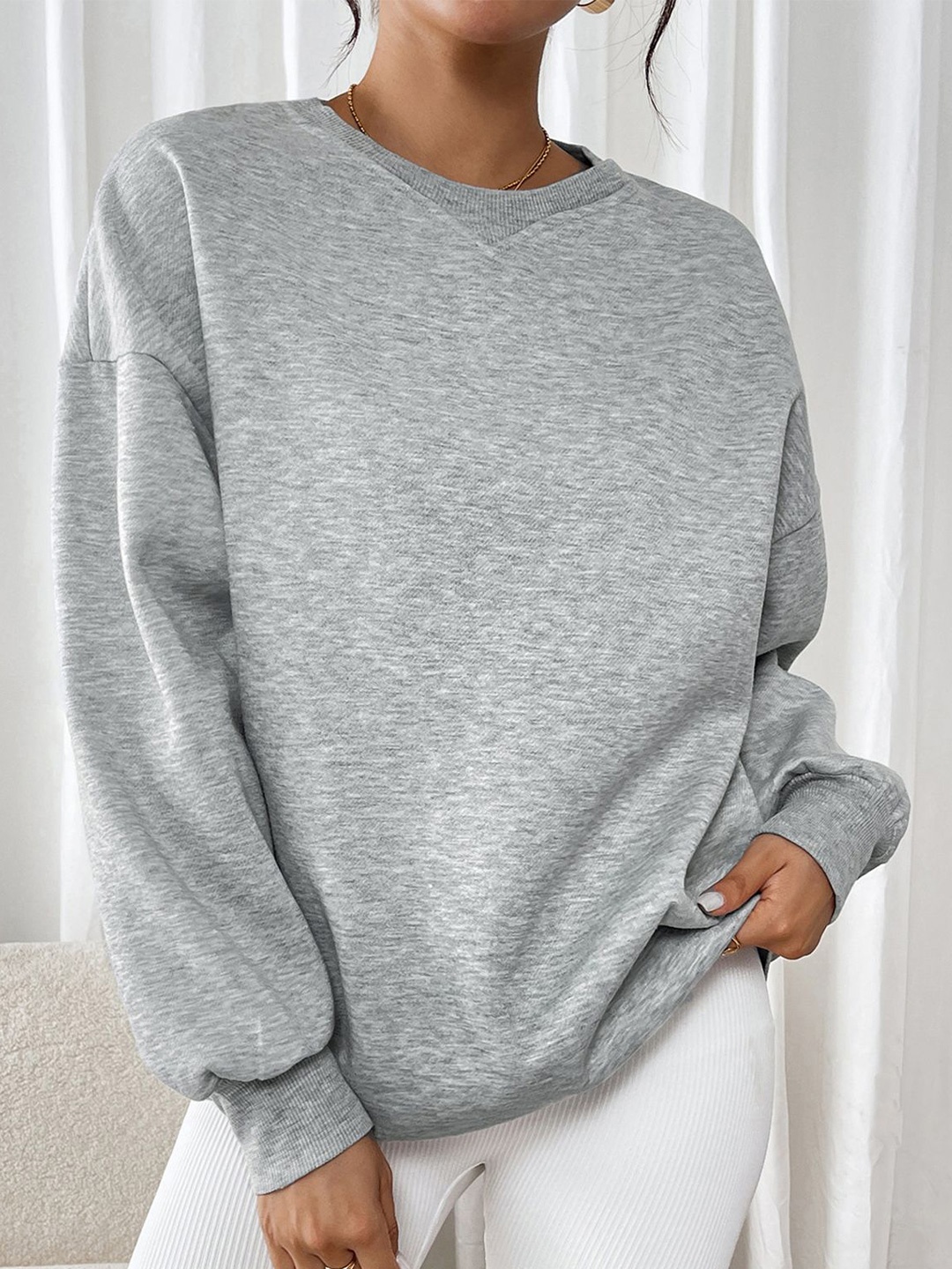 

StyleCast x Revolte Women Round Neck Sweatshirt, Grey