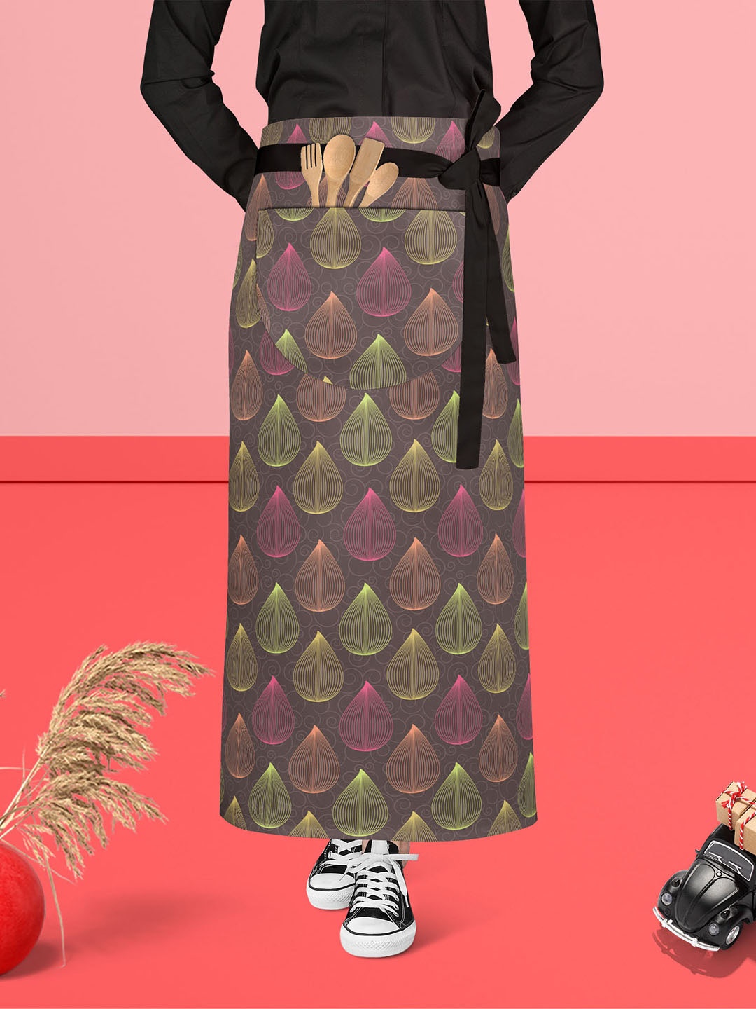 

ArtzFolio Grey & Pink Printed Cotton Waist Apron