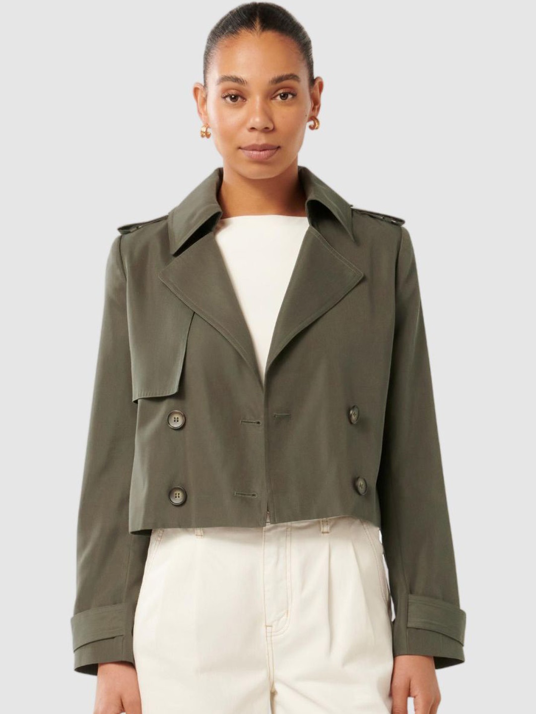 

Forever New Women Crop Tailored Jacket, Green