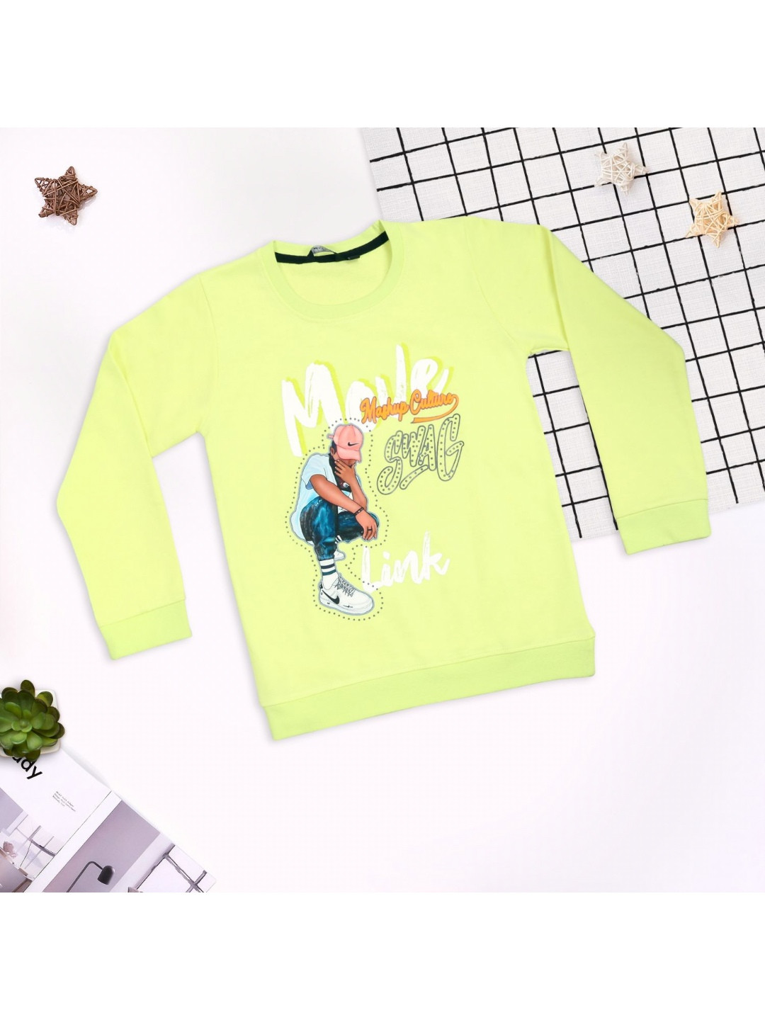 

MashUp Boys Printed Applique T-shirt, Green