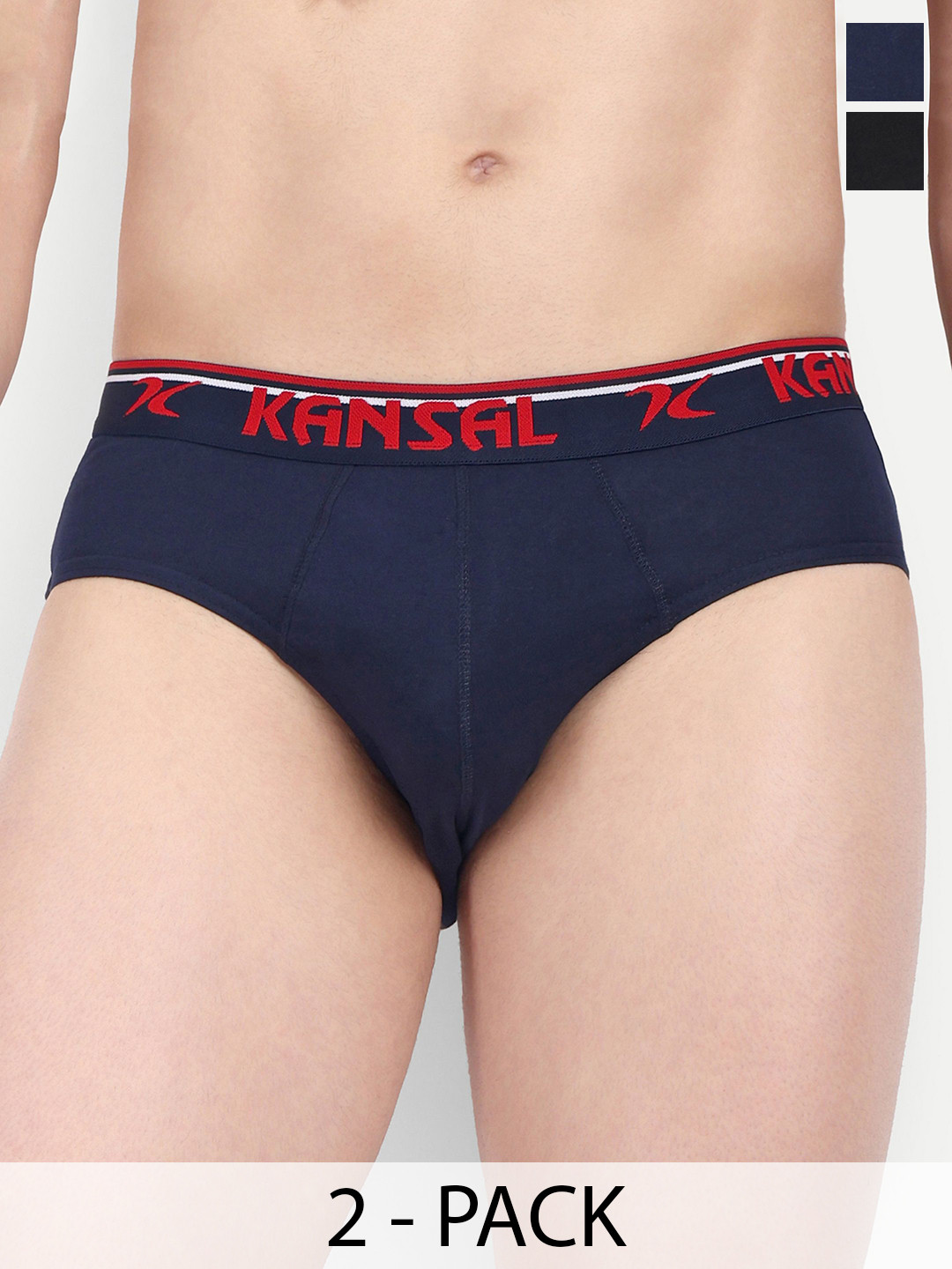 

KANSAL Pack Of 2 Cotton Mid-Rise Basic Brief 7-CUT_1051_P2_NB, Blue