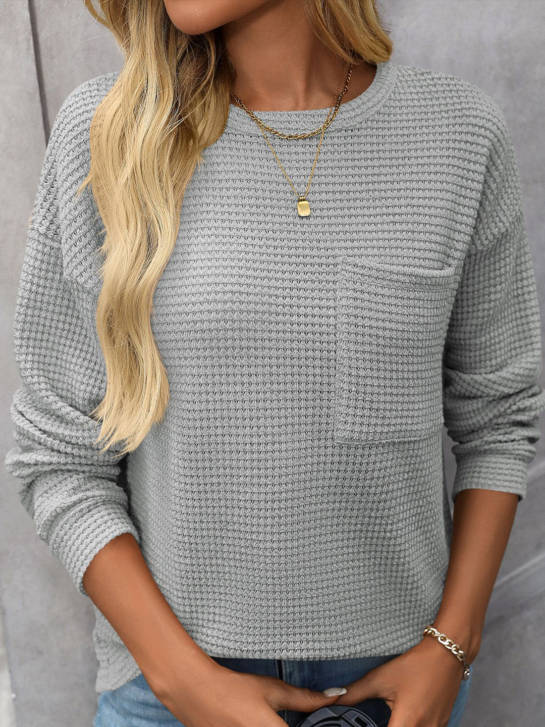 

StyleCast x Revolte Women Self Design Round Neck Sweatshirt, Grey