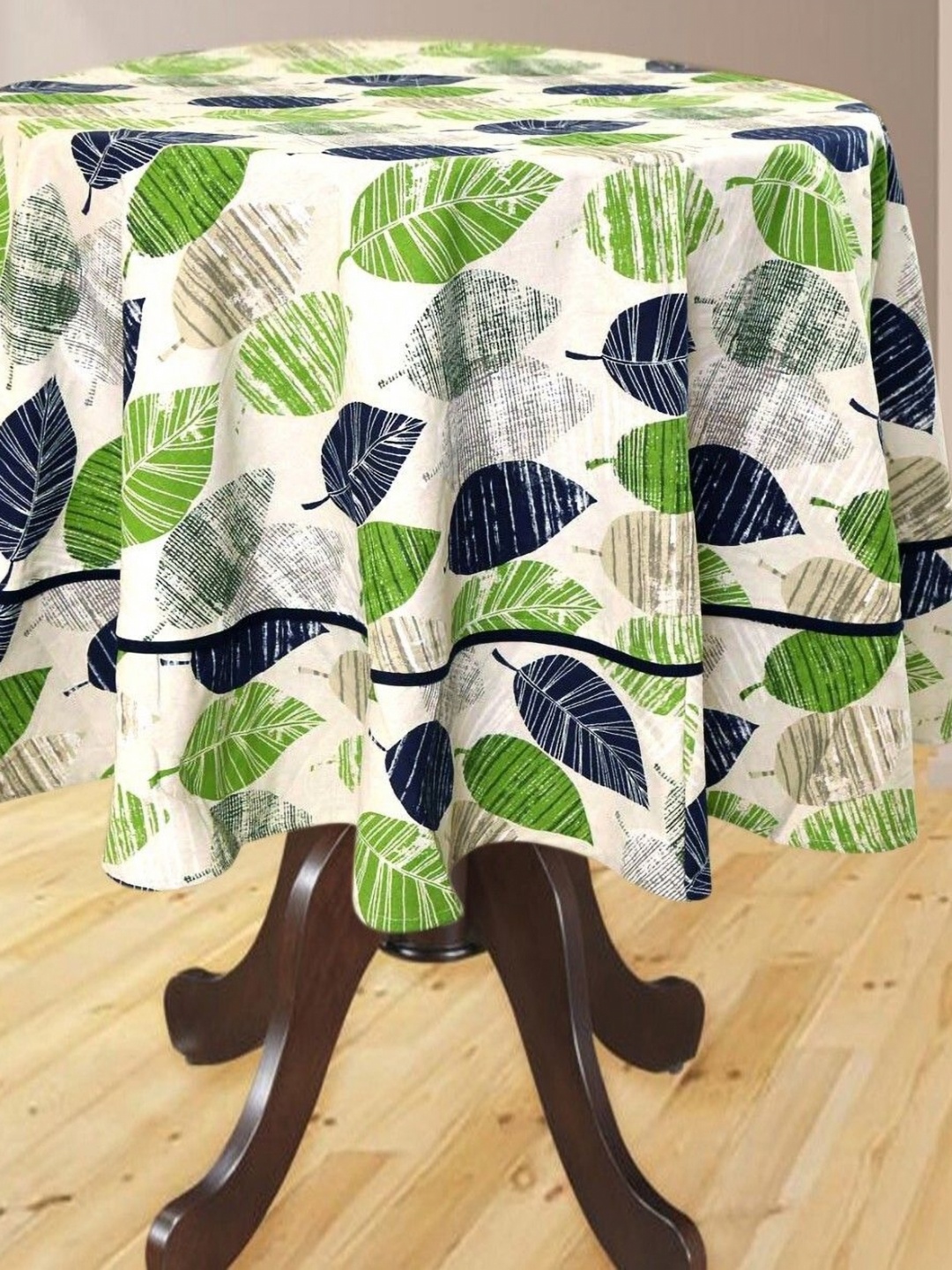 

BILBERRY Furnishing by preeti grover Green Floral Cotton Round 6-Seater Table Cover