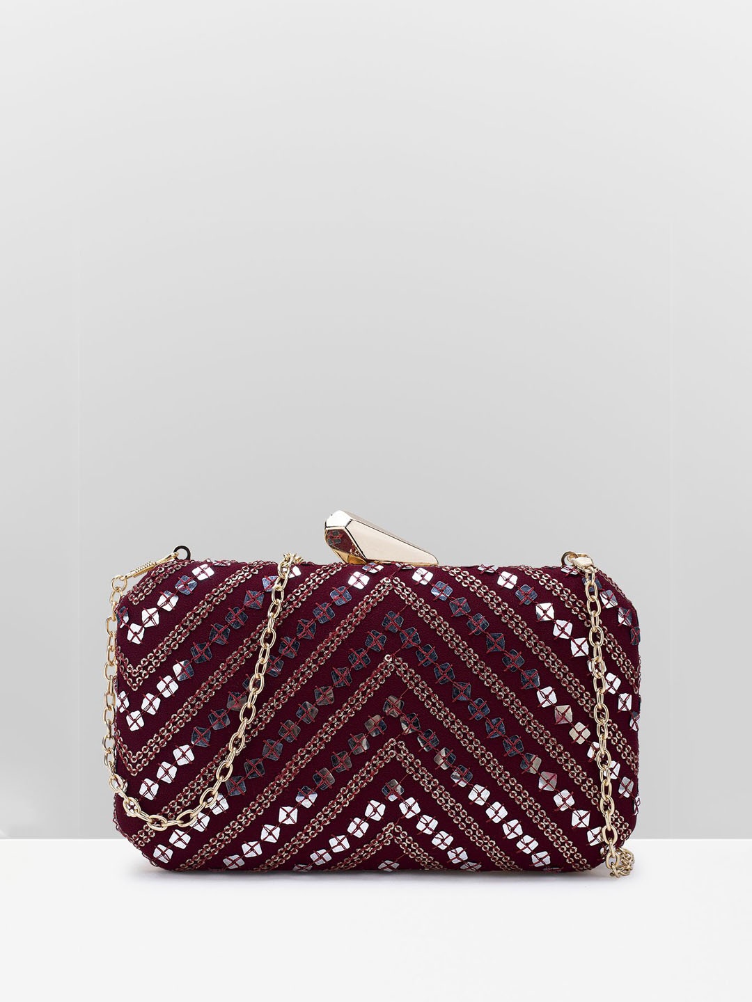 

Filauri Geometric Leather Swagger Sling Bag with Quilted, Maroon