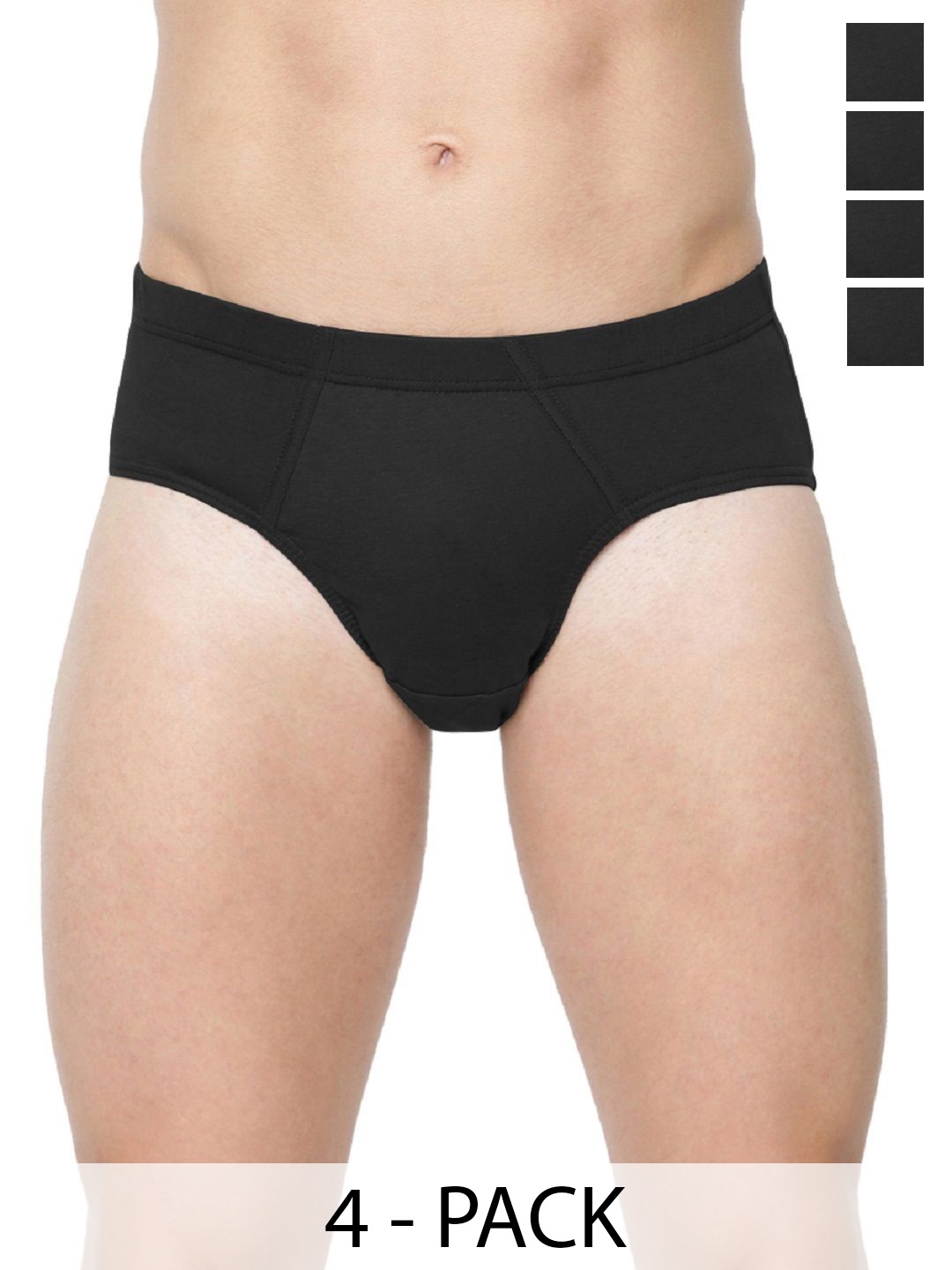 

RAMRAJ Mens Cotton Black Inner Elastic Brief - Pack of 4