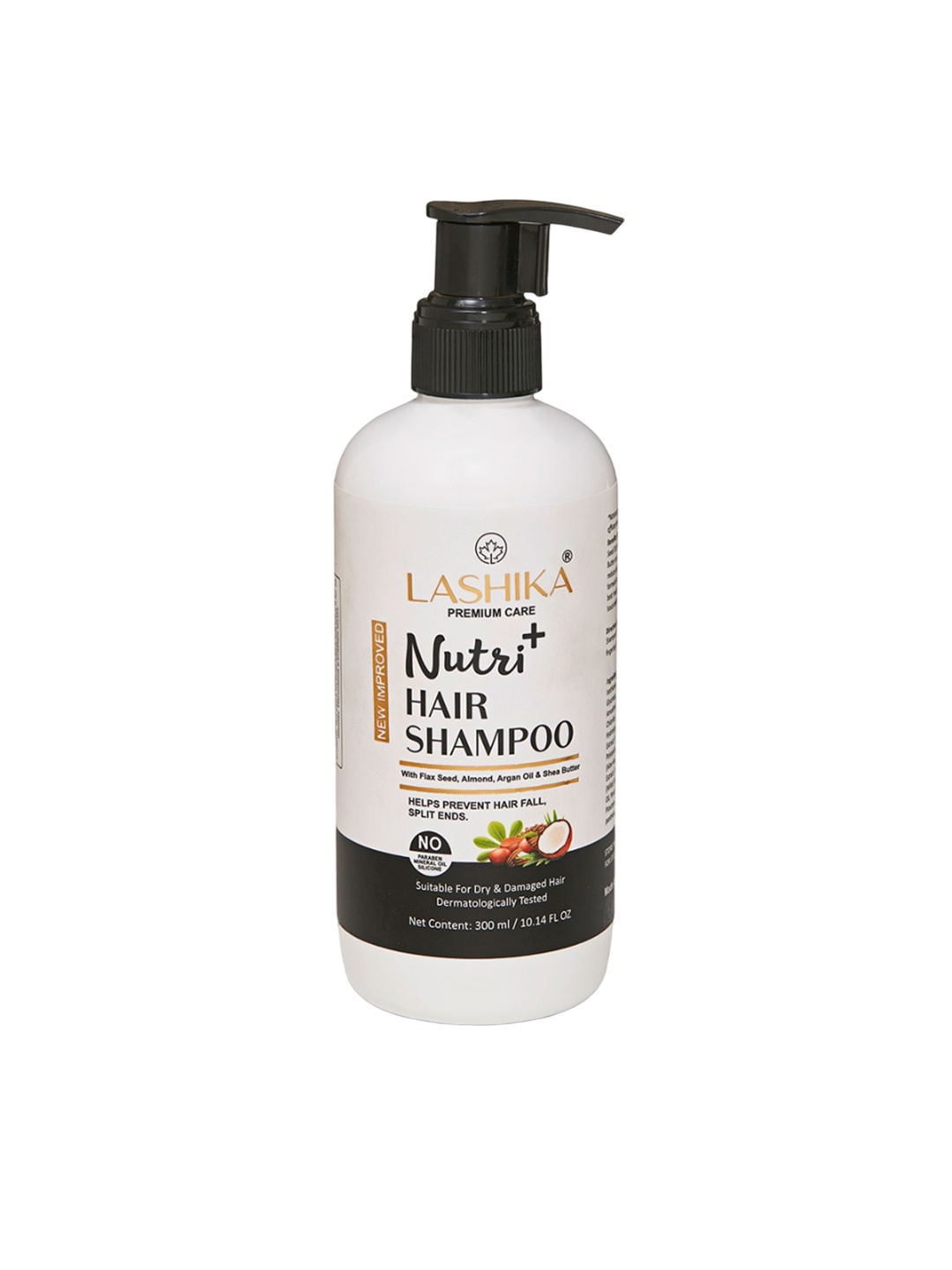 

LASHIKA Nutri+ Hair Shampoo With Flax Seed Oil, Almond Oil & Argan Oil - 300 ml, Transparent